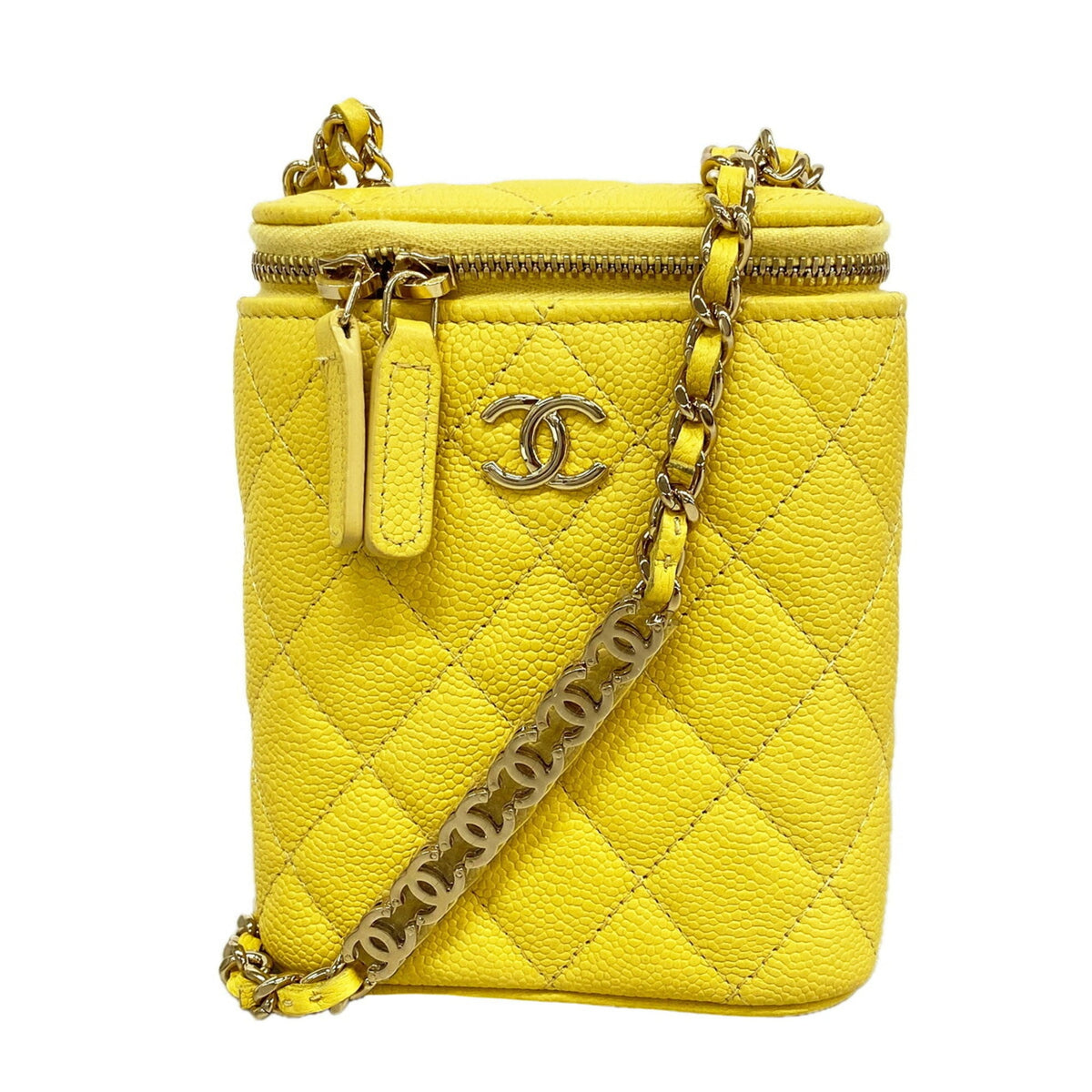 Chanel Yellow Grained Calfskin Shoulder Bag (Pre-Owned)