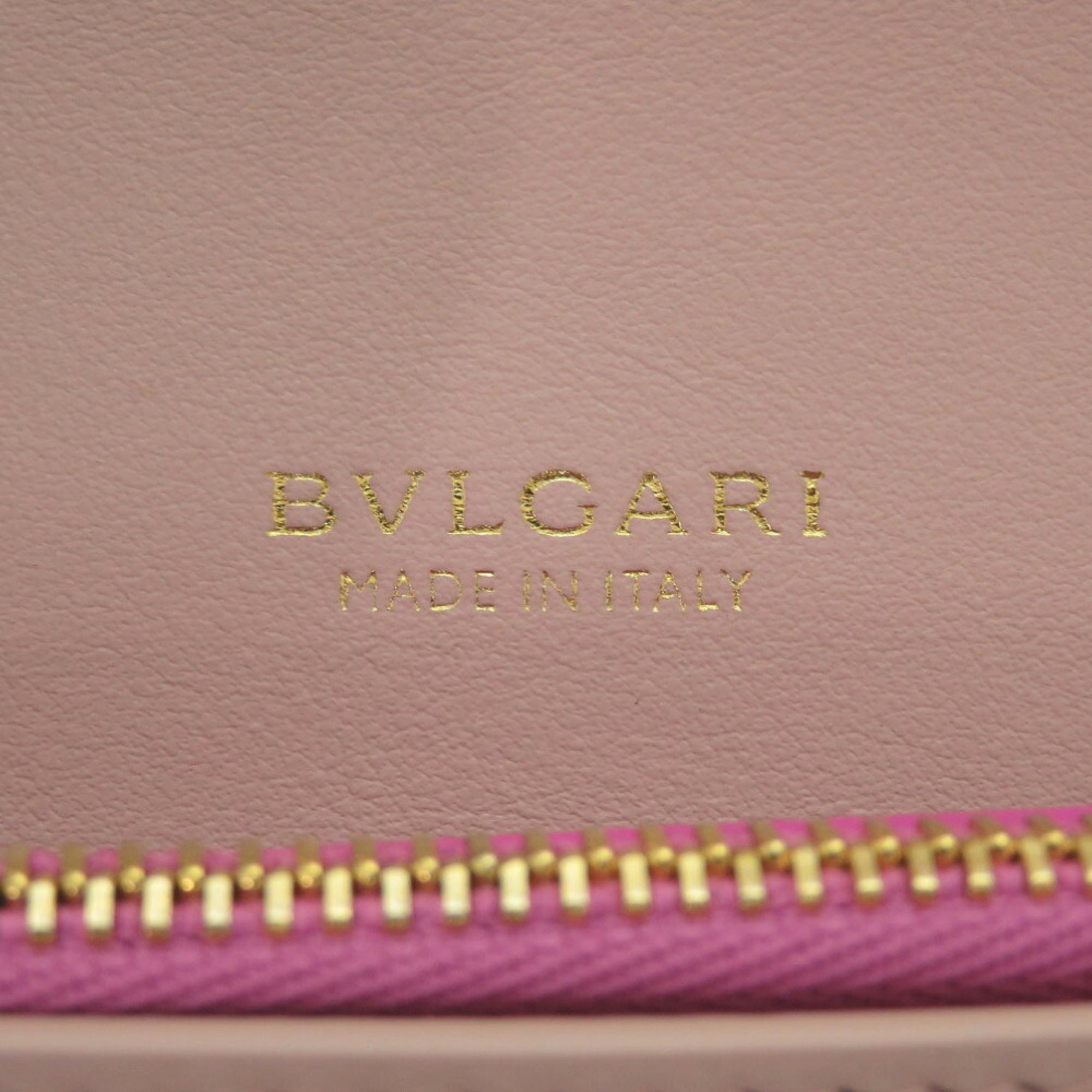 Bvlgari Pink Leather Long Wallet (Bi-Fold) (Pre-Owned)