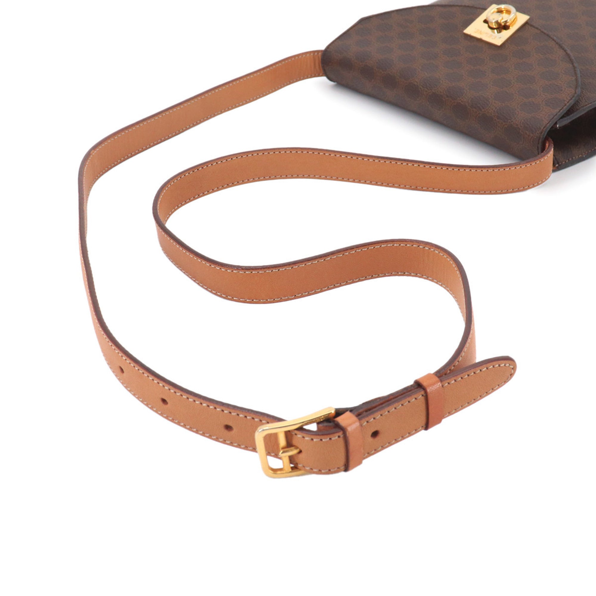 Celine Brown Leather Pvc Handbag Shoulder Bag (Pre-Owned)
