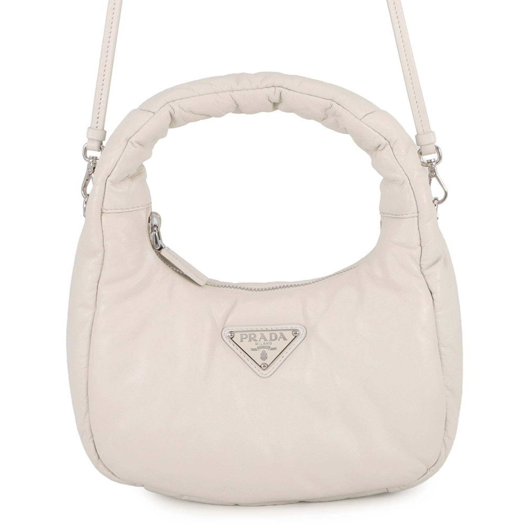 Prada White Leather Handbag Shoulder Bag (Pre-Owned)