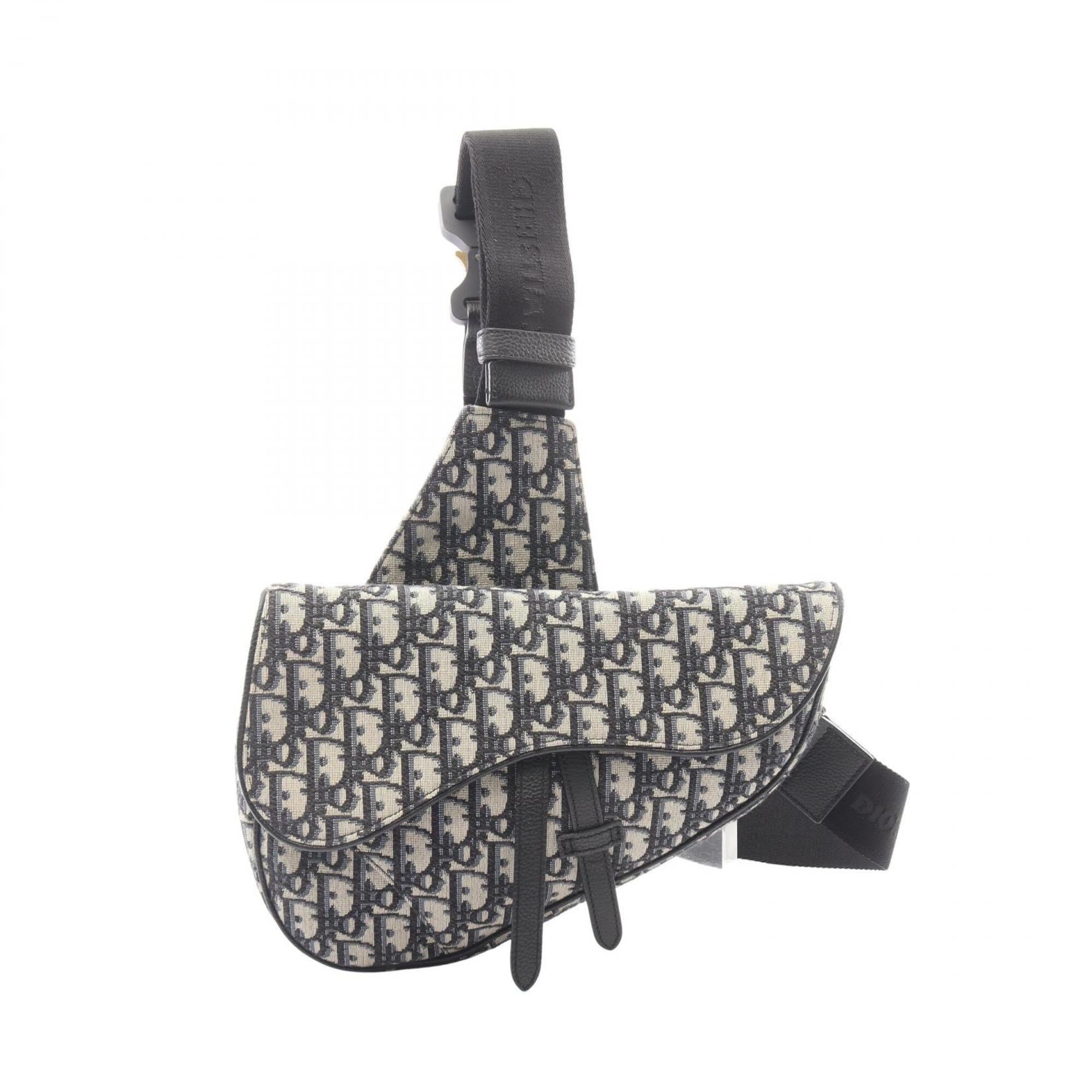 Christian Dior Beige Navy Canvas Leather Fanny Pack Handbag Saddle Bag (Pre-Owned)