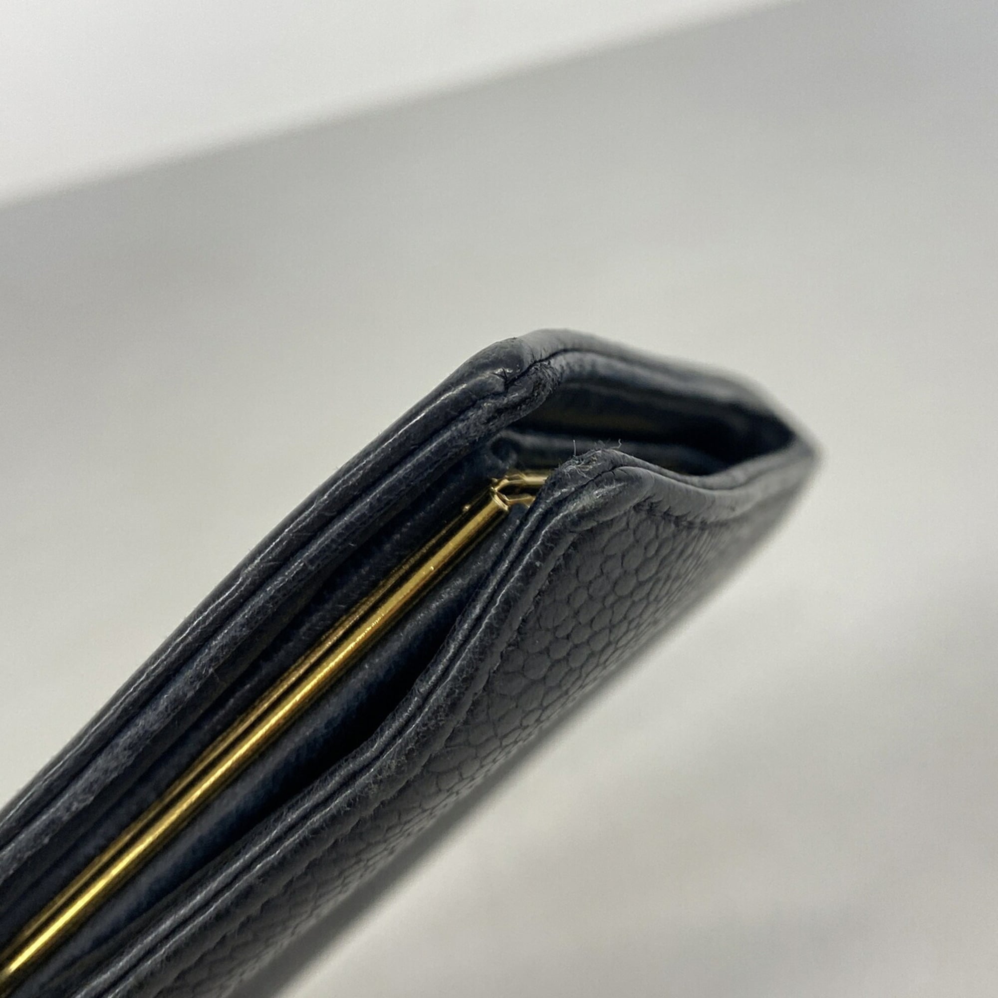 Chanel Black Grained Calfskin Long Wallet (Bi-Fold) (Pre-Owned)