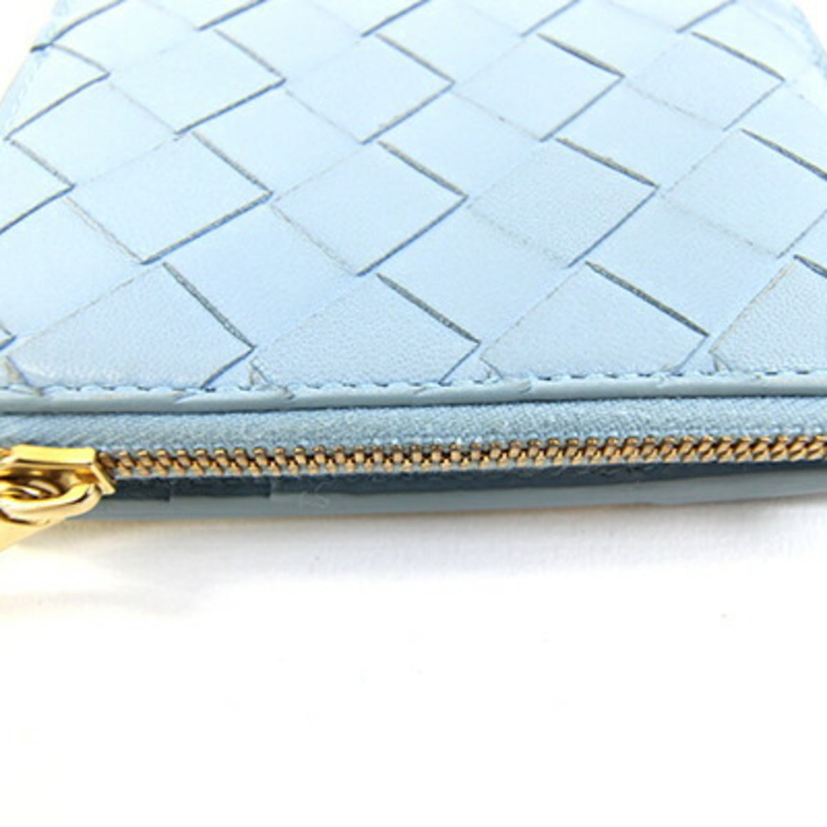 Bottega Veneta Intrecciato Light Blue Leather Canvas Wallet (Bi-Fold) (Pre-Owned)
