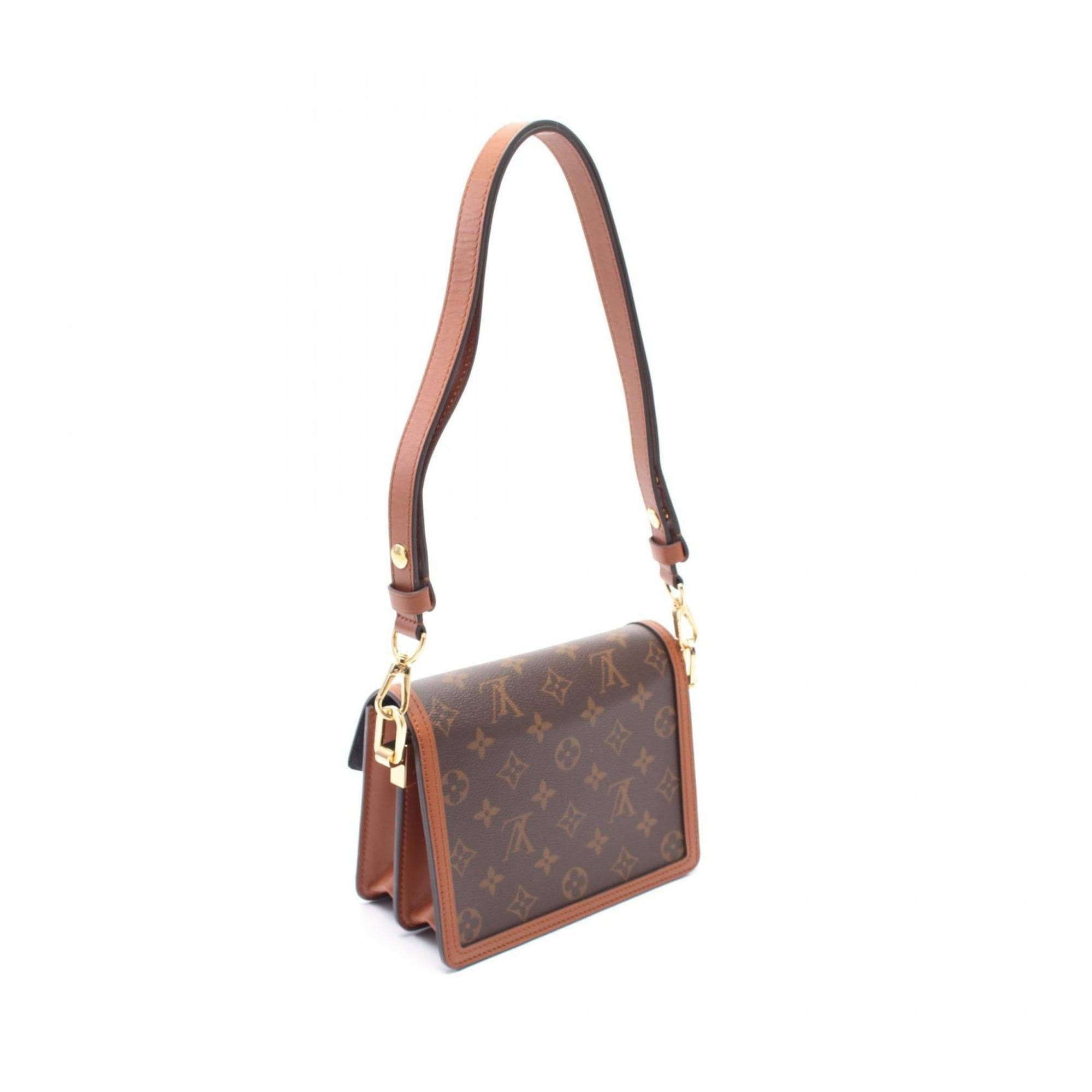 Louis Vuitton Beige Brown Coated Canvas Leather Shoulder Bag (Pre-Owned)