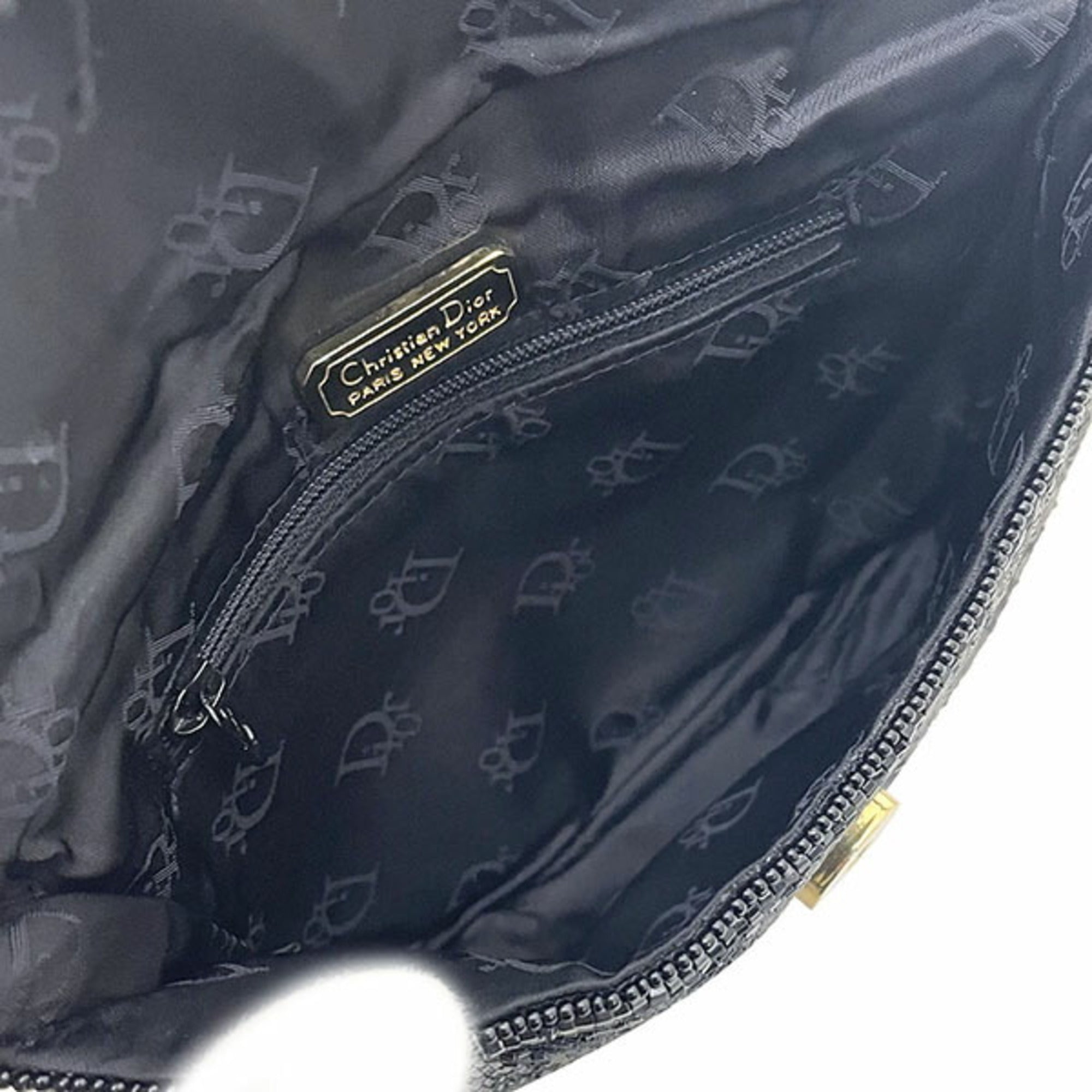 Christian Dior Black Multi-Color Beads Pochette Shoulder Bag (Pre-Owned)