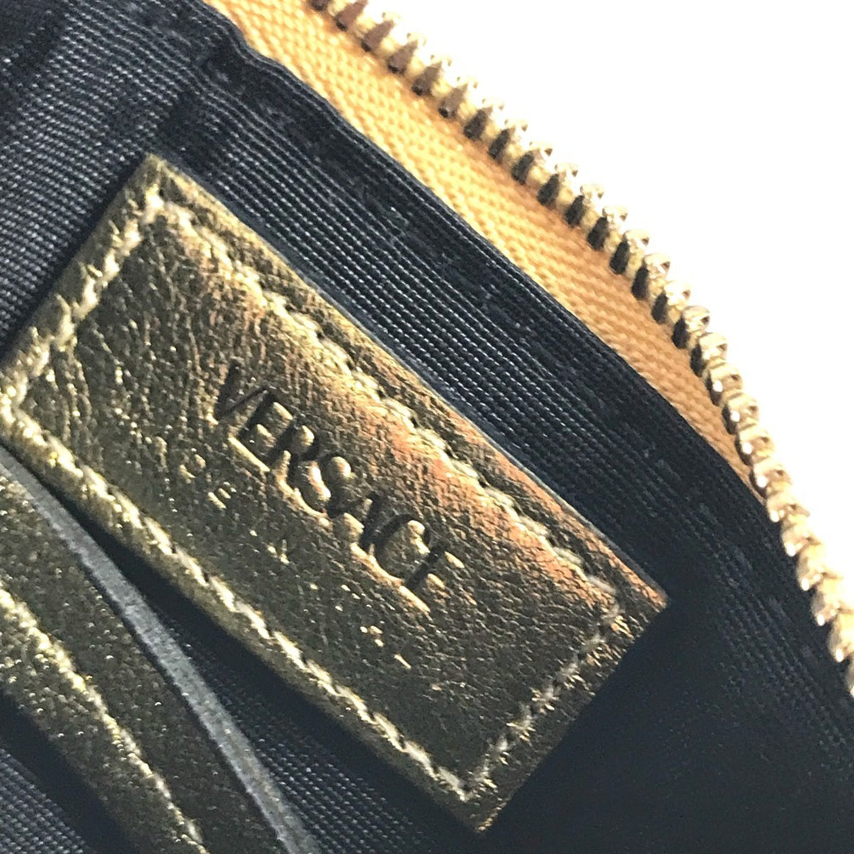 Versace Gold Leather Coin Purse/Coin Case (Pre-Owned)