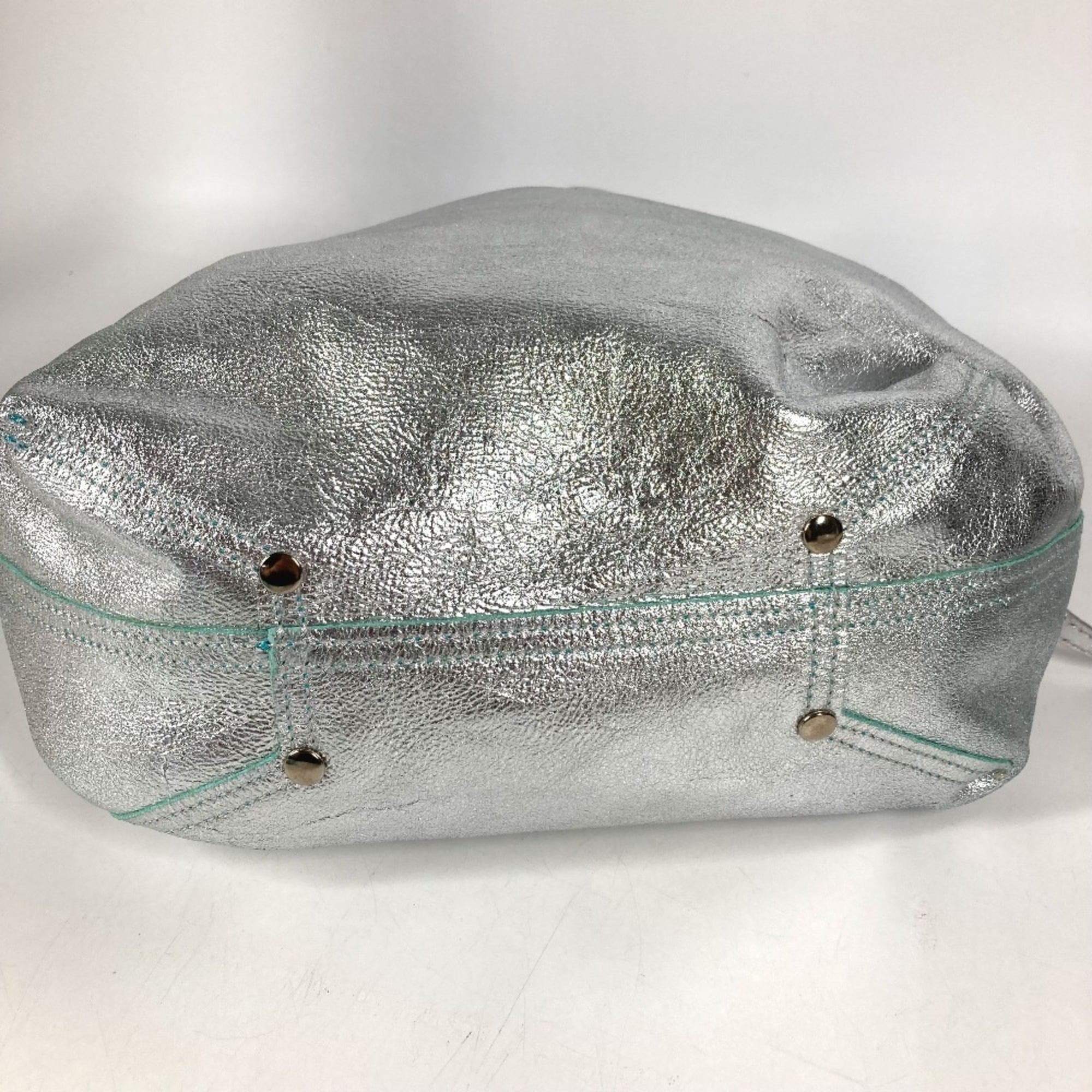 Tiffany Silver Leather Handbag Shoulder Bag Tote Bag (Pre-Owned)