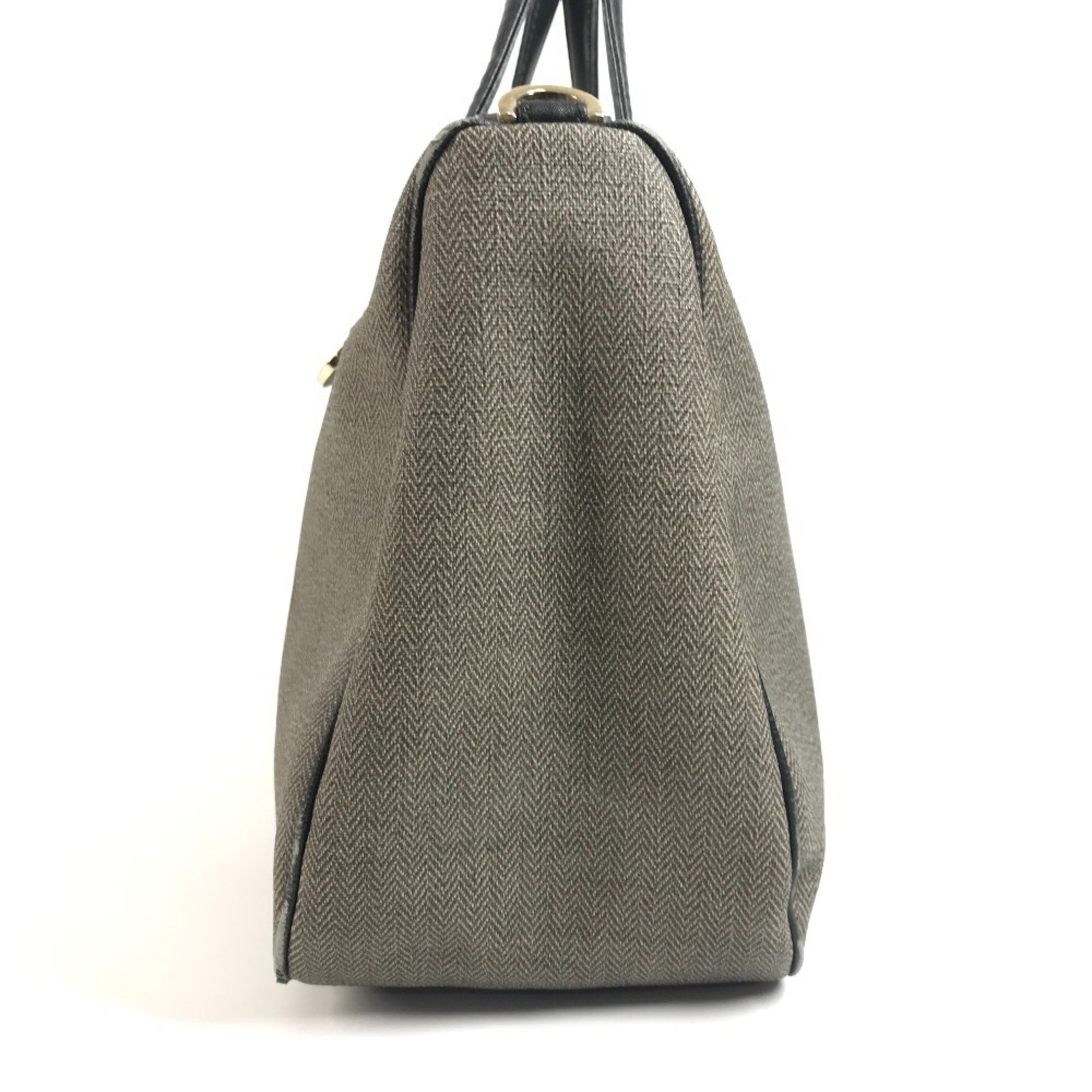 Bvlgari Collezione Black Gray Pvc Leather Shoulder Bag Tote Bag (Pre-Owned)