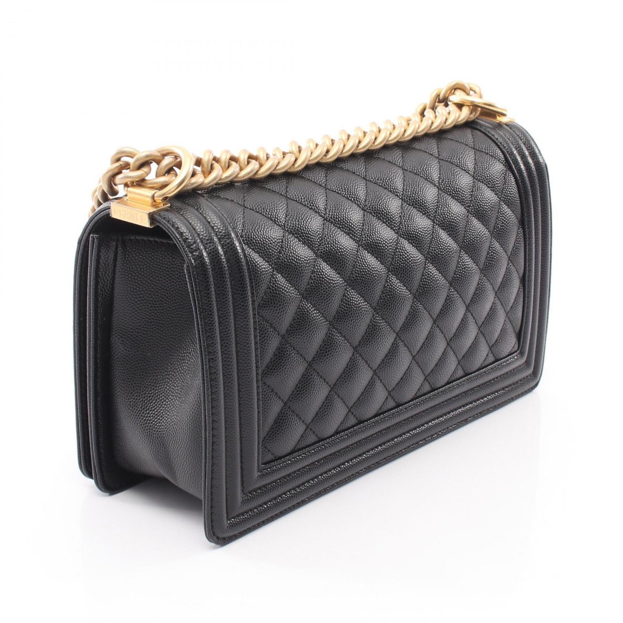 Chanel Black Grained Calfskin Handbag Shoulder Bag (Pre-Owned)