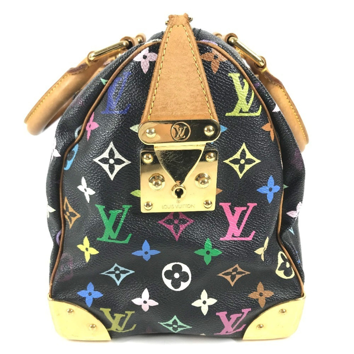 Louis Vuitton Black Noir Monogram Multicolore Canvas Boston Bag Handbag (Pre-Owned)