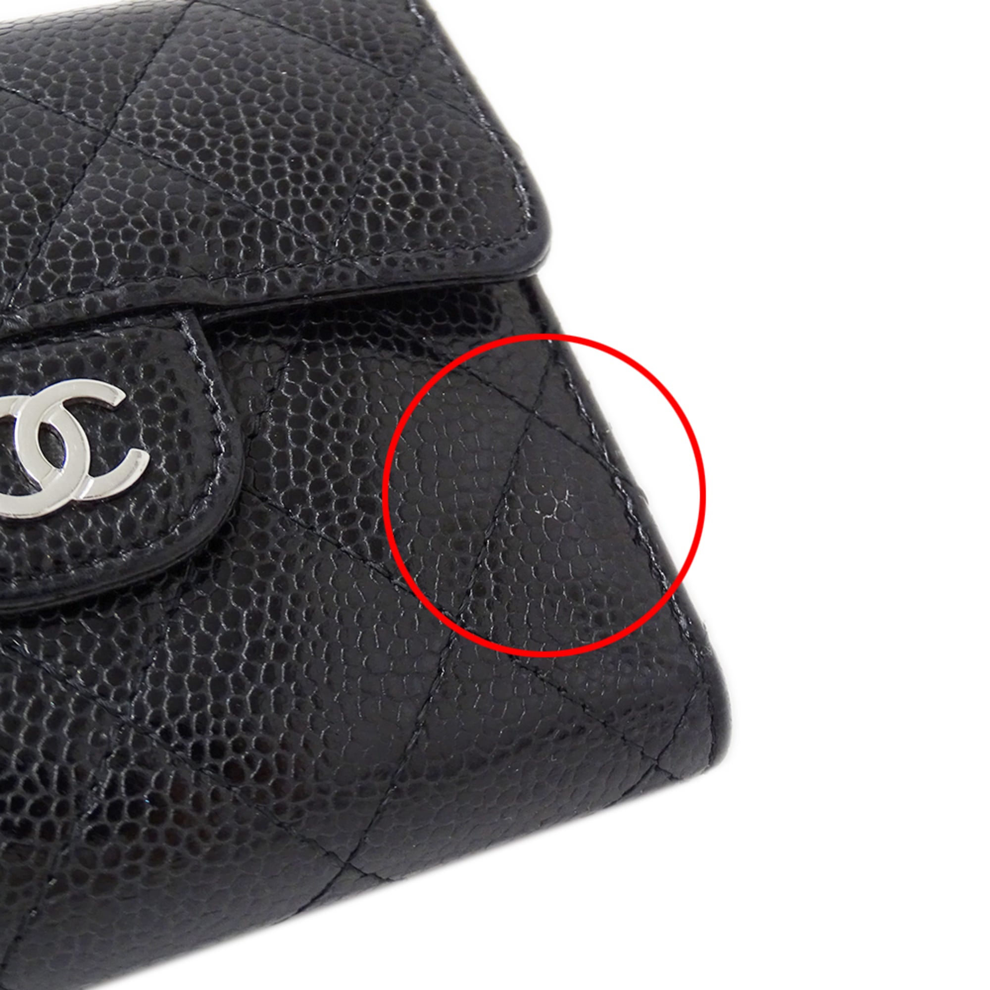 Chanel Black Grained Calfskin Wallet (Bi-Fold) (Pre-Owned)