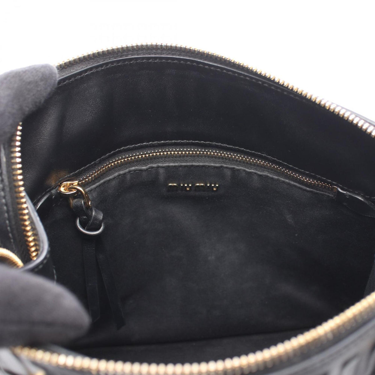Miu Miu Black Leather Handbag Pouch (Pre-Owned)