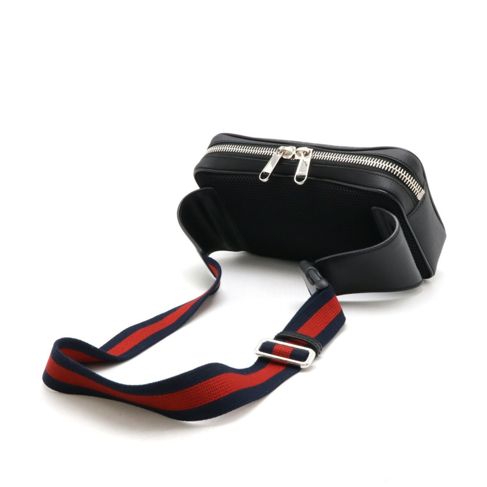 Gucci Black Dark Gray Navy Red Color Pvc Leather Shoulder Bag (Pre-Owned)