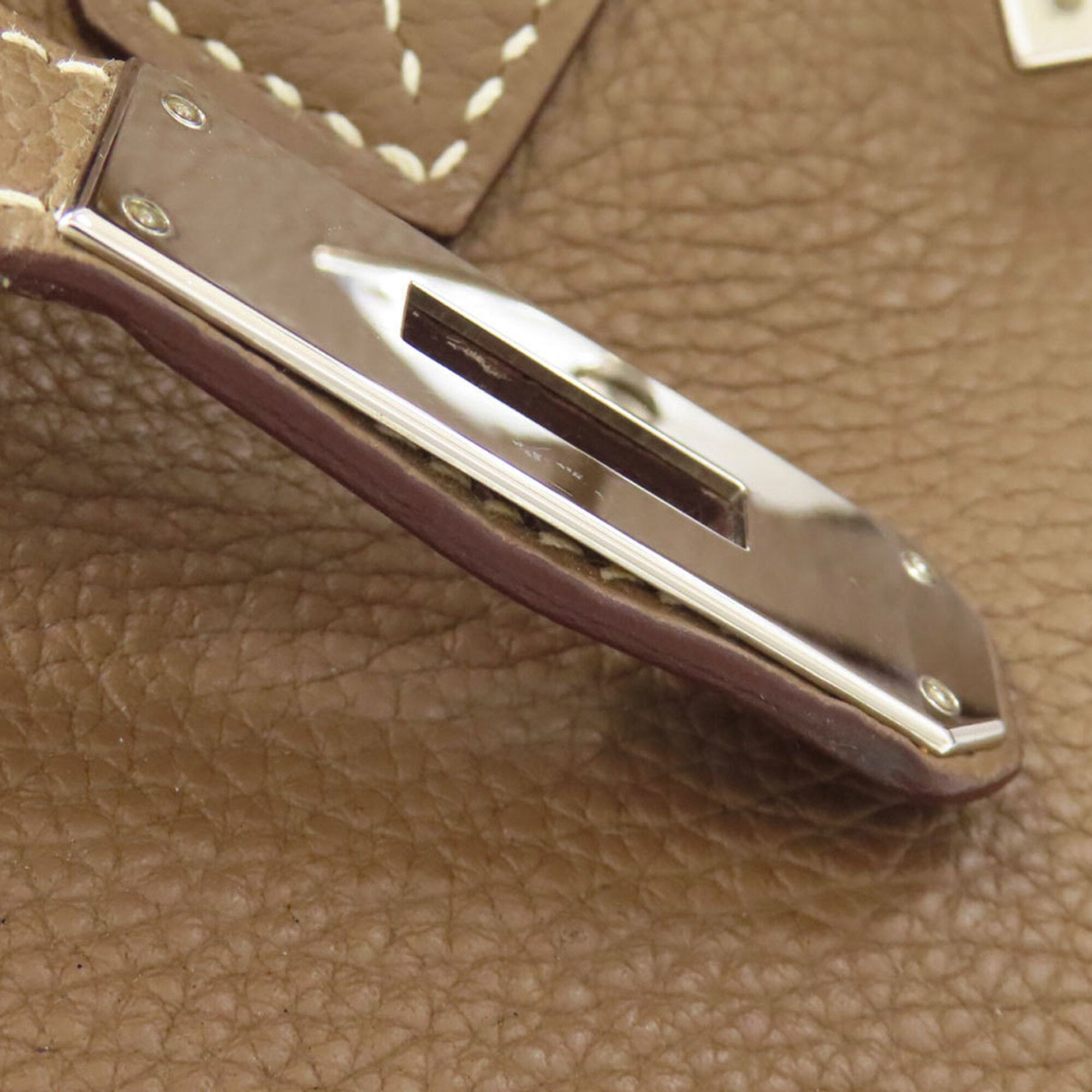 Hermes Etoupe Gray Taurillon Clemence Leather Handbag (Pre-Owned)