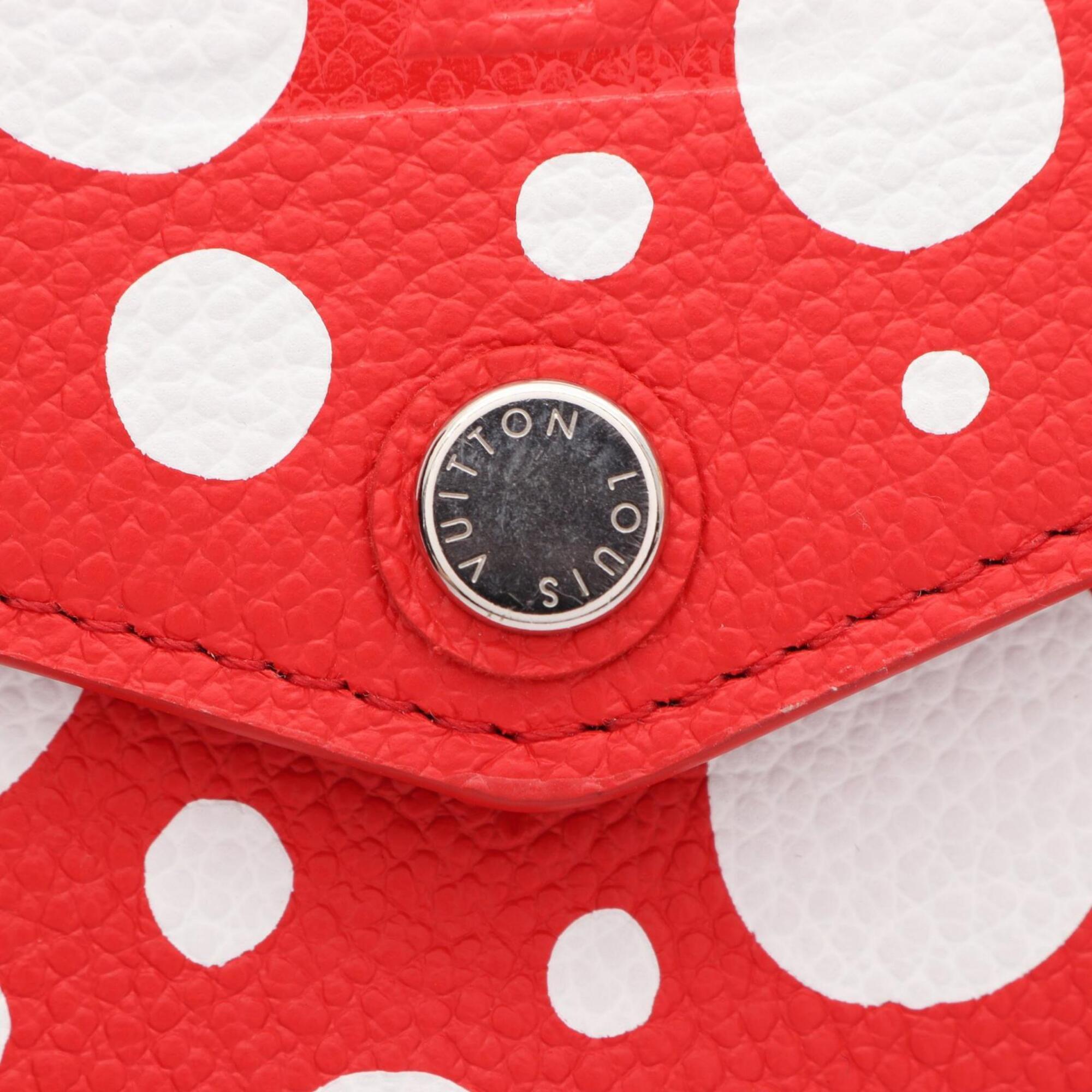 Louis Vuitton Red Color White Leather Long Wallet (Bi-Fold) (Pre-Owned)