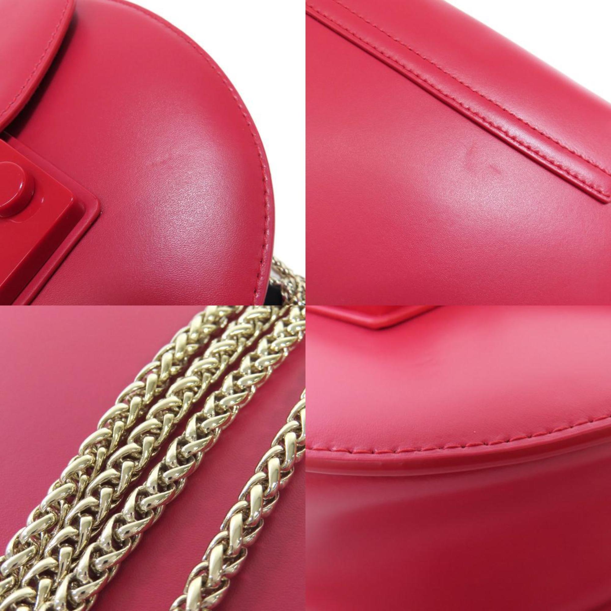 Furla Red Color Leather Shoulder Bag (Pre-Owned)