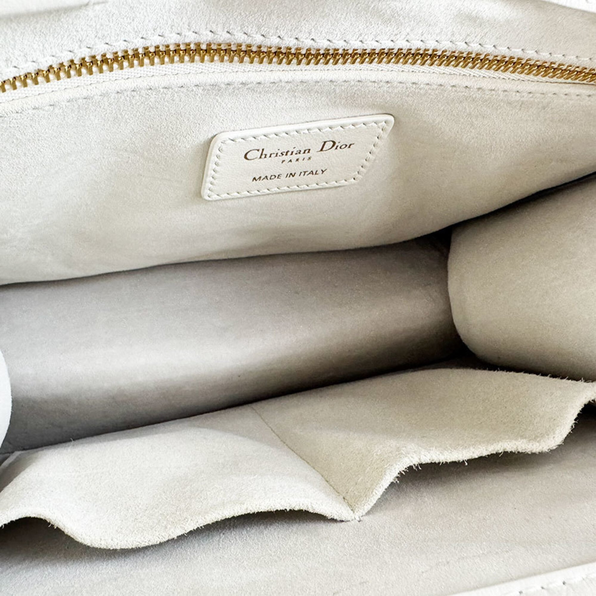 Christian Dior White Leather Handbag Shoulder Bag Tote Bag (Pre-Owned)