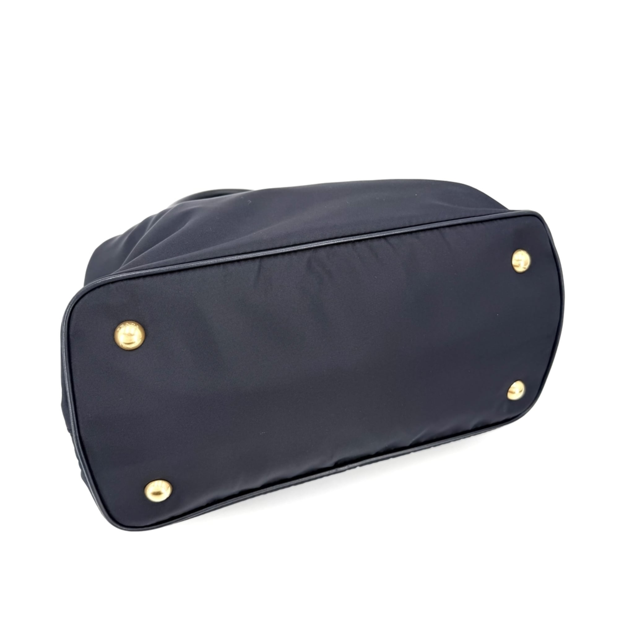 Prada Navy Nylon Leather Handbag Shoulder Bag (Pre-Owned)