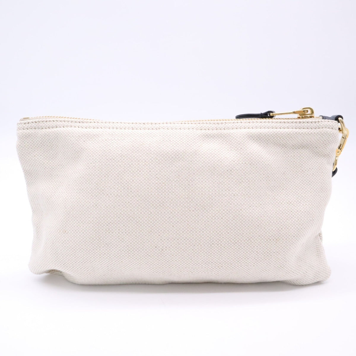 Miu Miu Black White Cotton Linen Pouch (Pre-Owned)