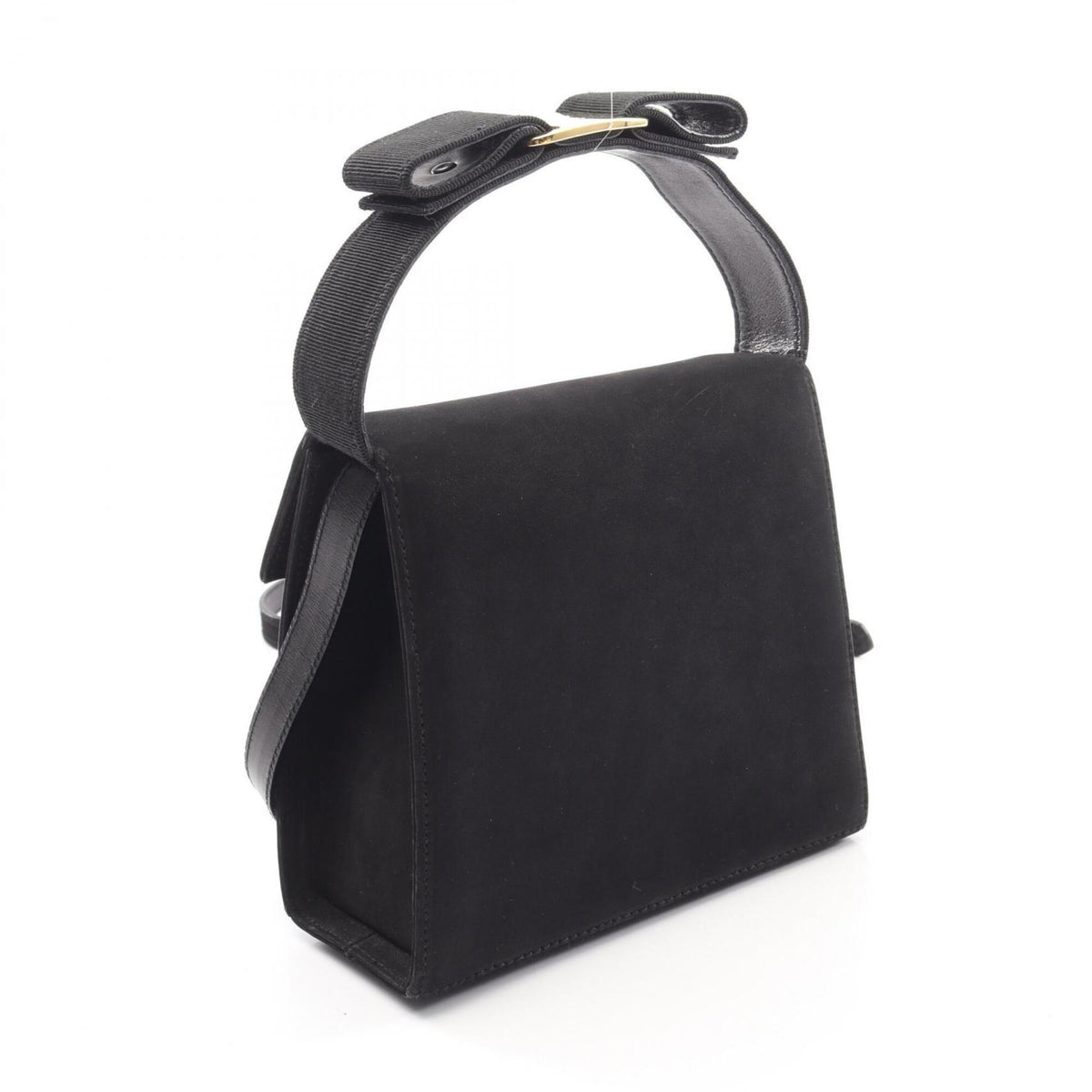 Salvatore Ferragamo Black Suede Handbag (Pre-Owned)