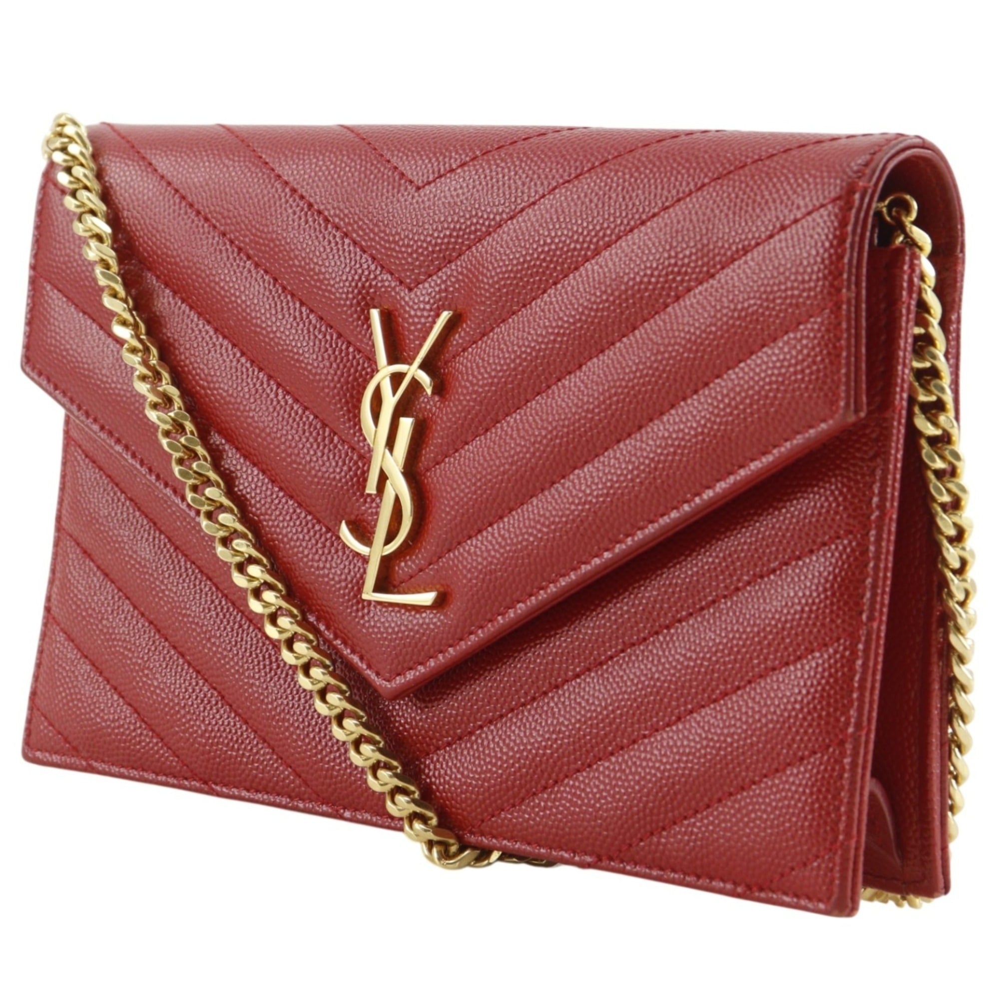 Yves Saint Laurent Red Color Leather Shoulder Bag (Pre-Owned)