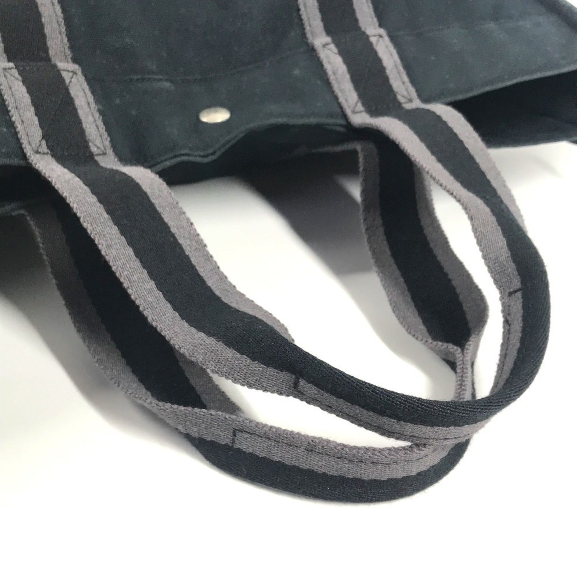 Hermes Black Gray Canvas Shoulder Bag Tote Bag (Pre-Owned)
