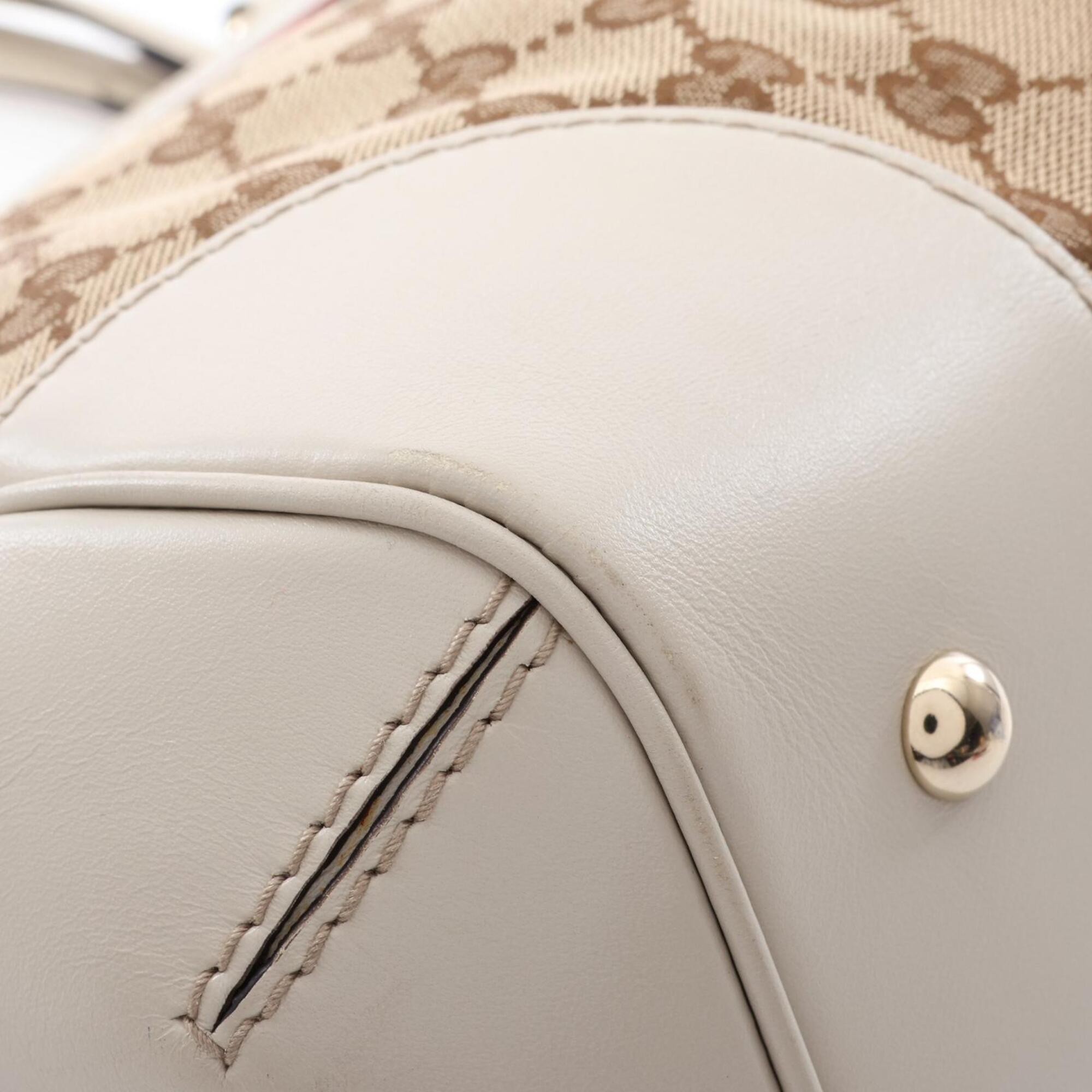 Gucci Beige Ivory Multi-Color Gg Canvas Leather Handbag Tote Bag (Pre-Owned)