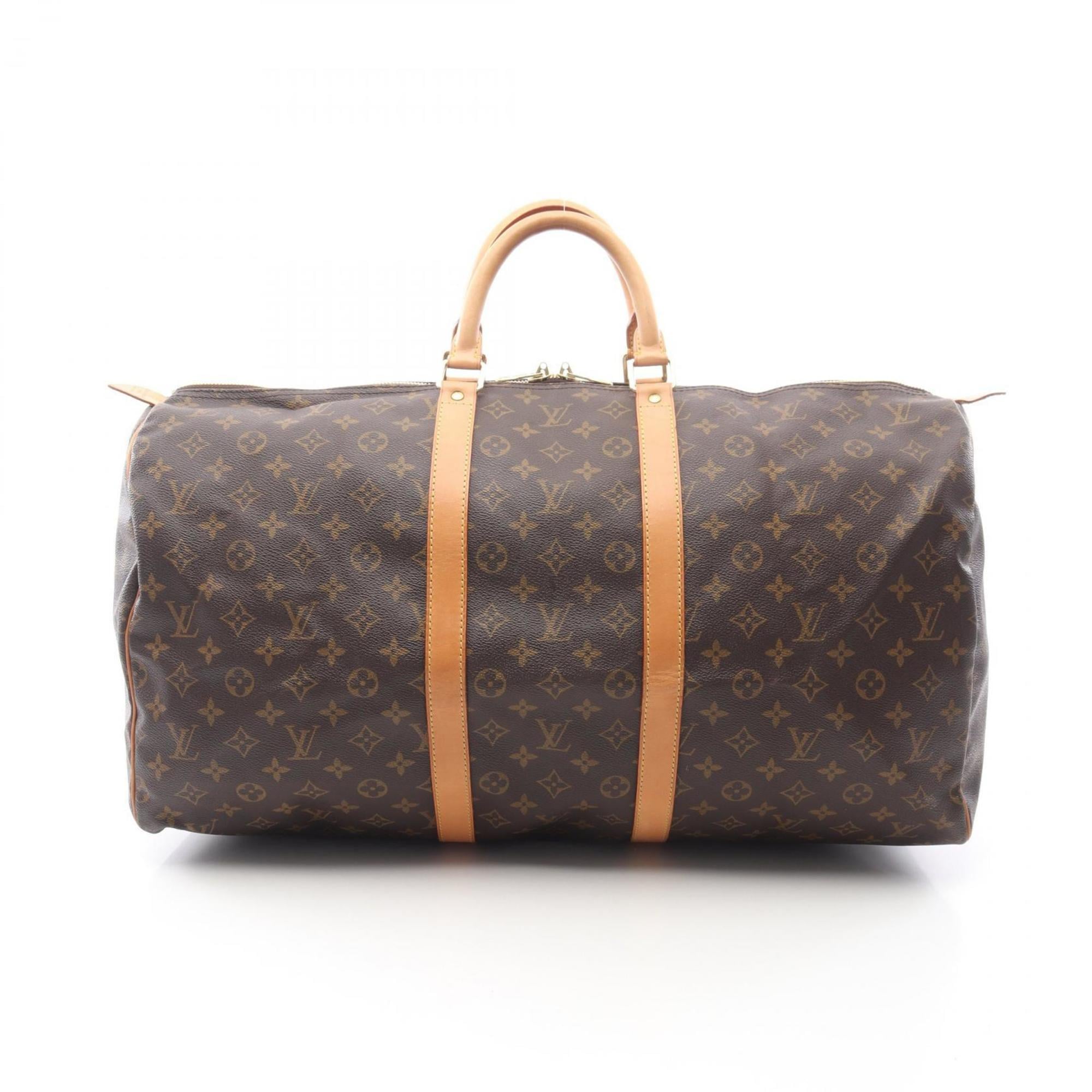 Louis Vuitton Brown Coated Canvas Leather Boston Bag Handbag (Pre-Owned)
