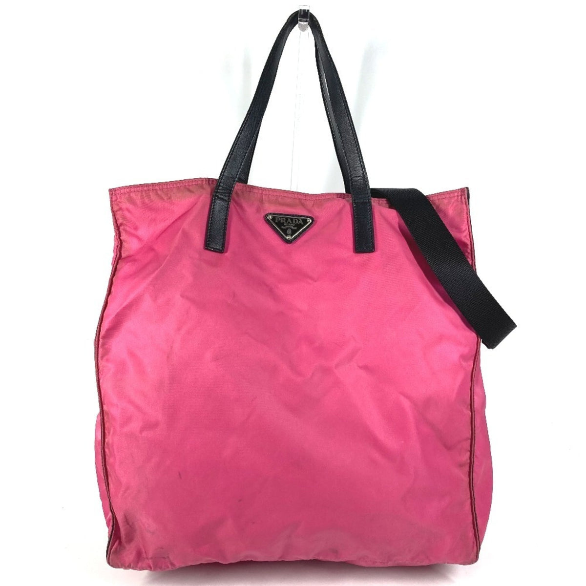 Prada Black Pink Nylon Leather Handbag Shoulder Bag Tote Bag (Pre-Owned)