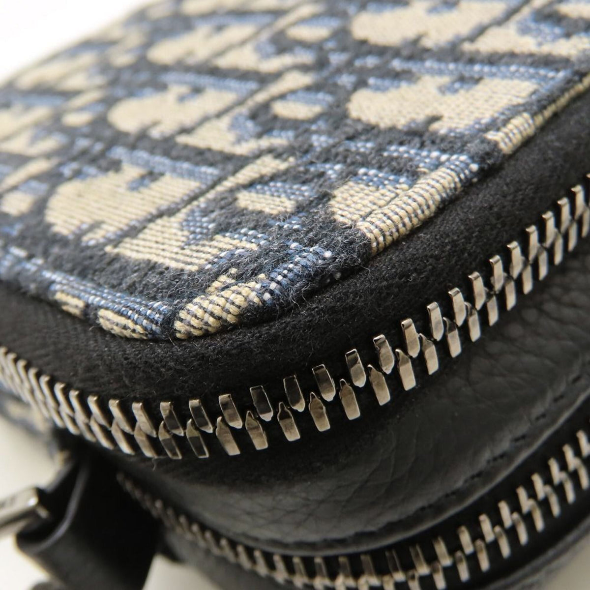 Christian Dior Beige Black Cotton Leather Shoulder Bag (Pre-Owned)