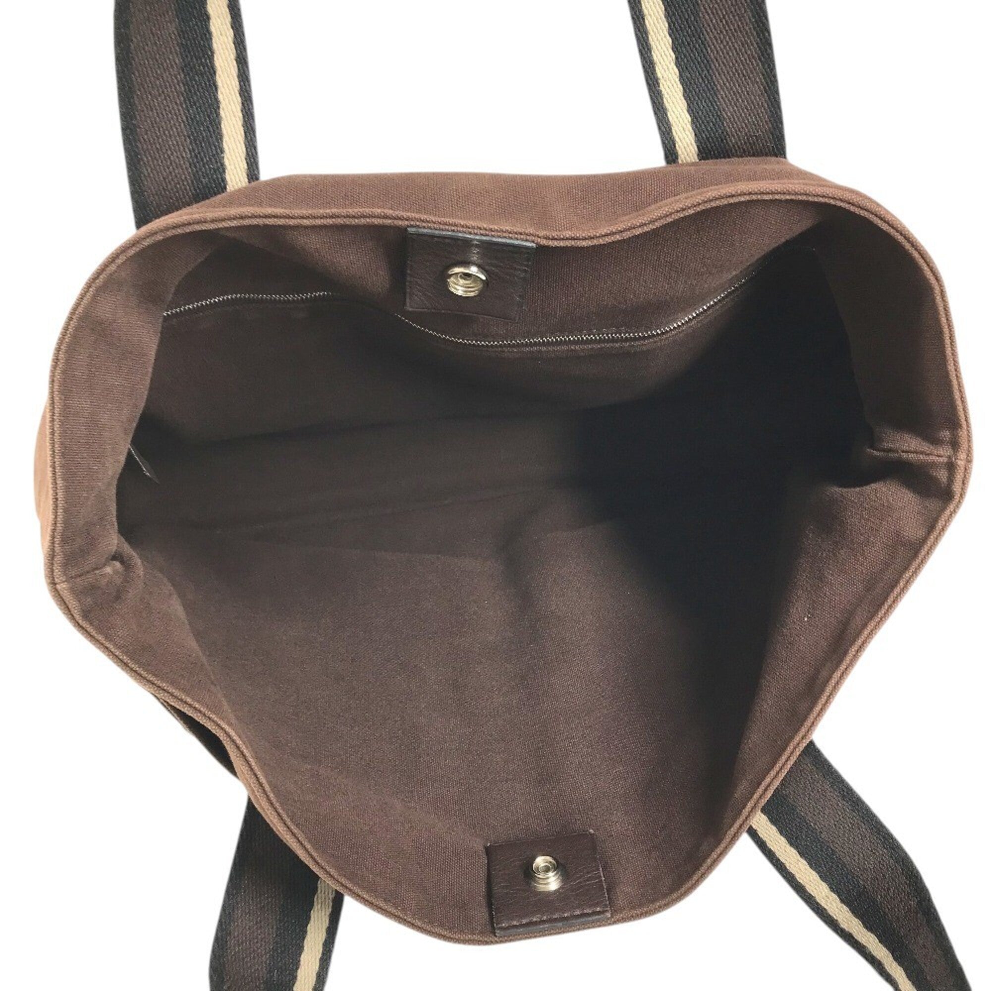 Hermes Brown Canvas Handbag Shoulder Bag Tote Bag (Pre-Owned)