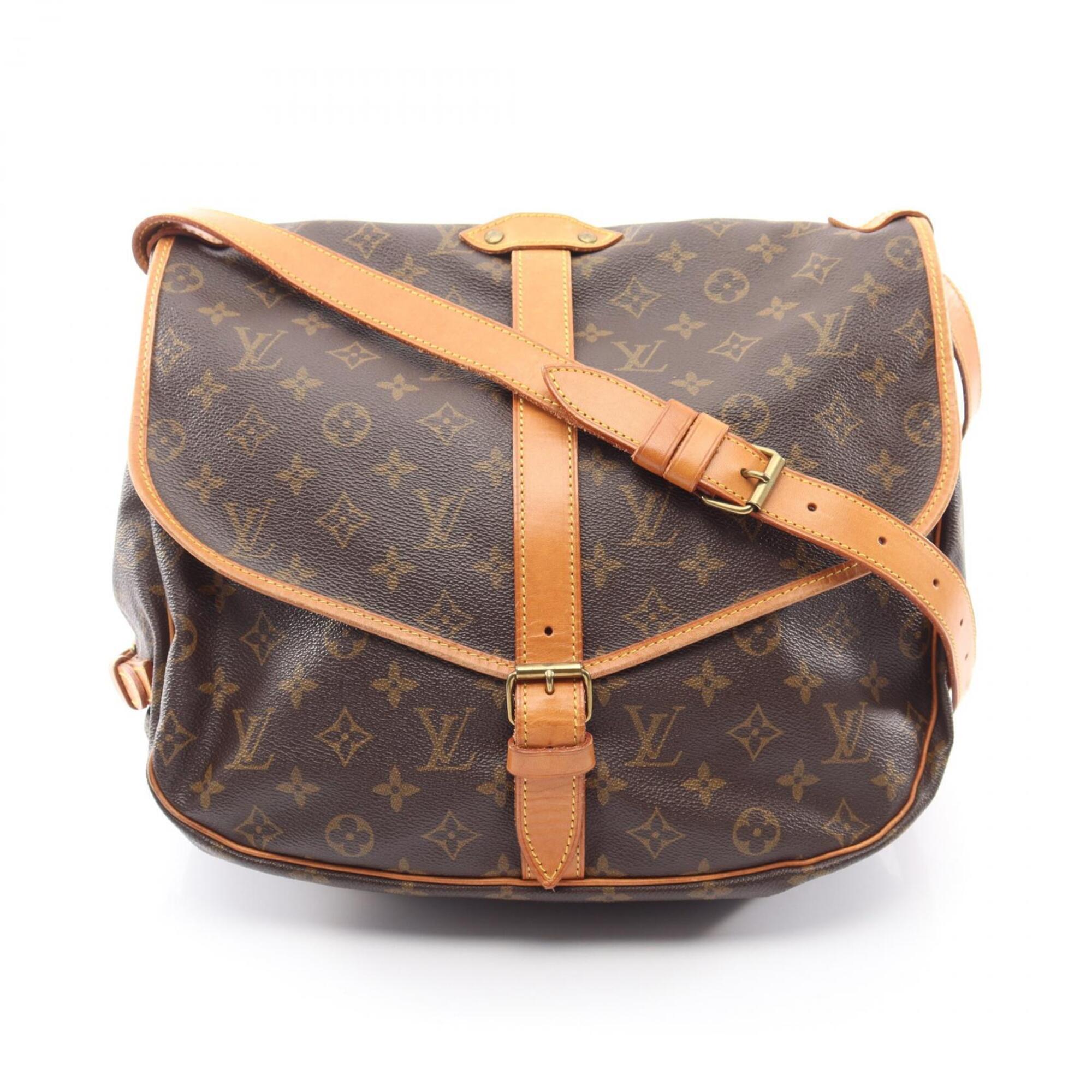 Louis Vuitton Monogram Brown Coated Canvas Leather Shoulder Bag (Pre-Owned)