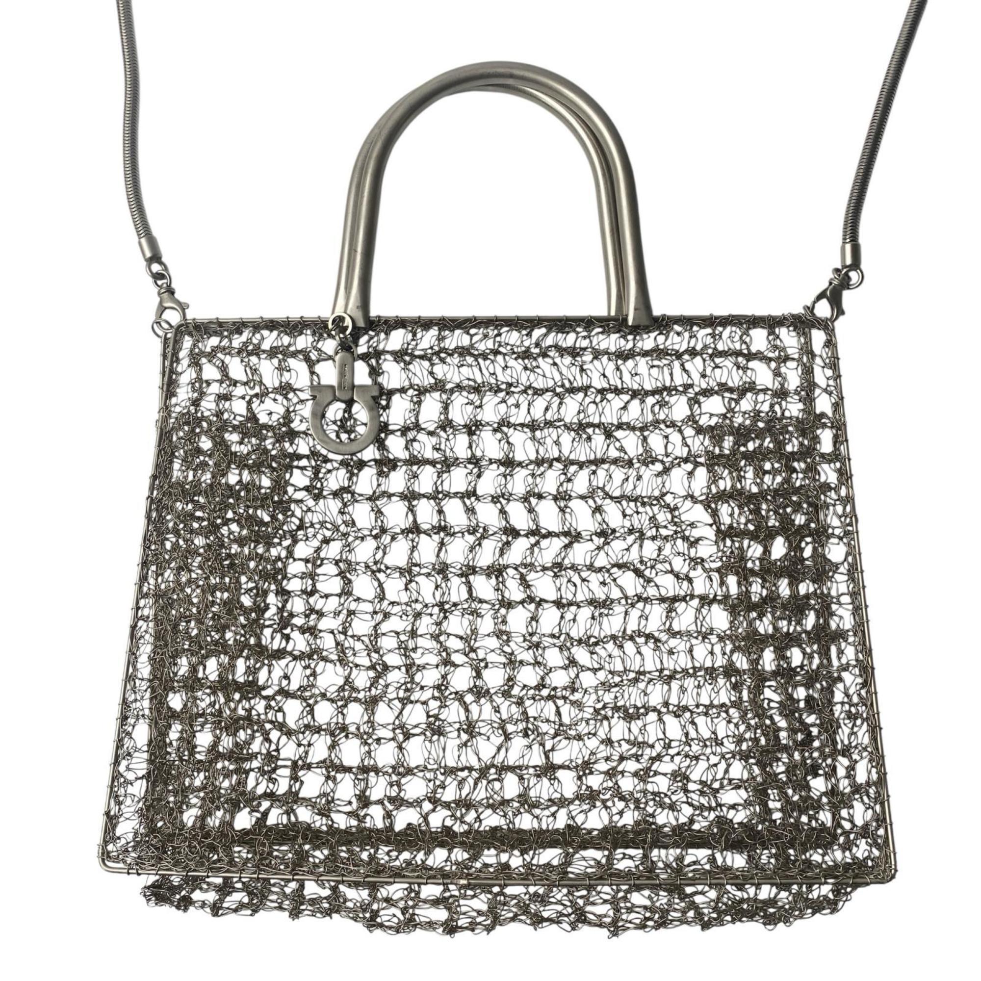 Salvatore Ferragamo Silver Stainless Steel Handbag Shoulder Bag (Pre-Owned)