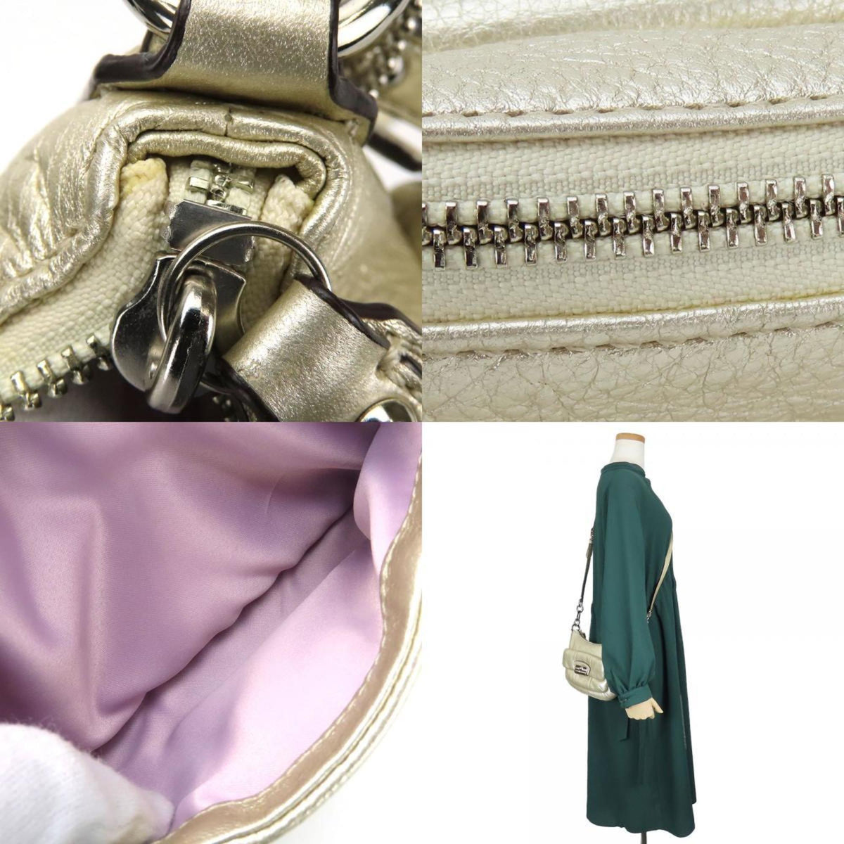 Coach Champagne Gold Leather Pochette Shoulder Bag (Pre-Owned)