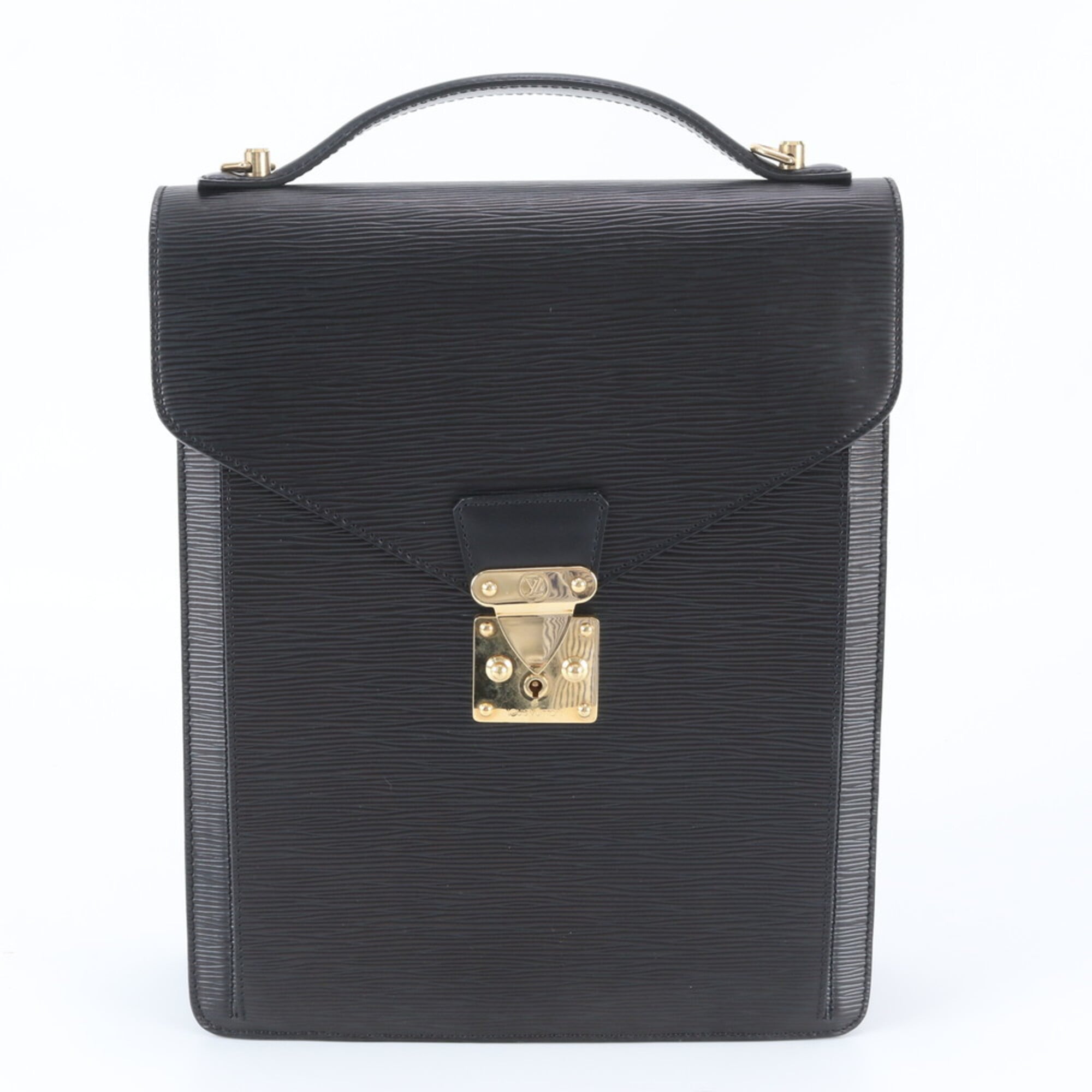 Louis Vuitton Black Noir Leather Briefcase Handbag (Pre-Owned)