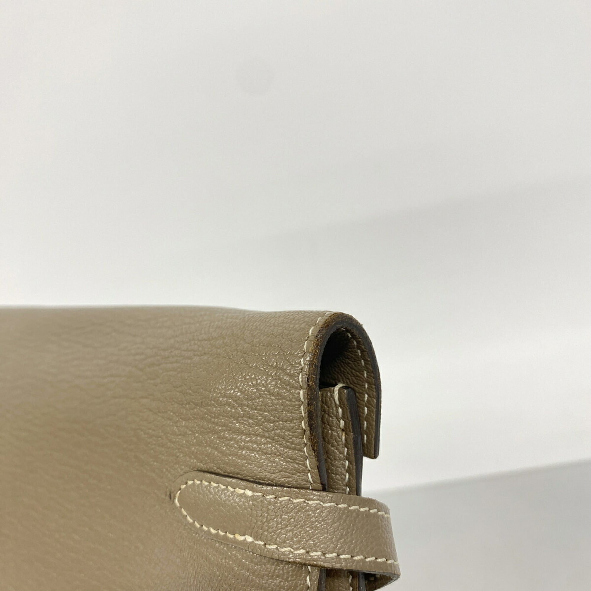 Hermes Etoupe Gray Chevre Myzore Leather Long Wallet (Bi-Fold) (Pre-Owned)