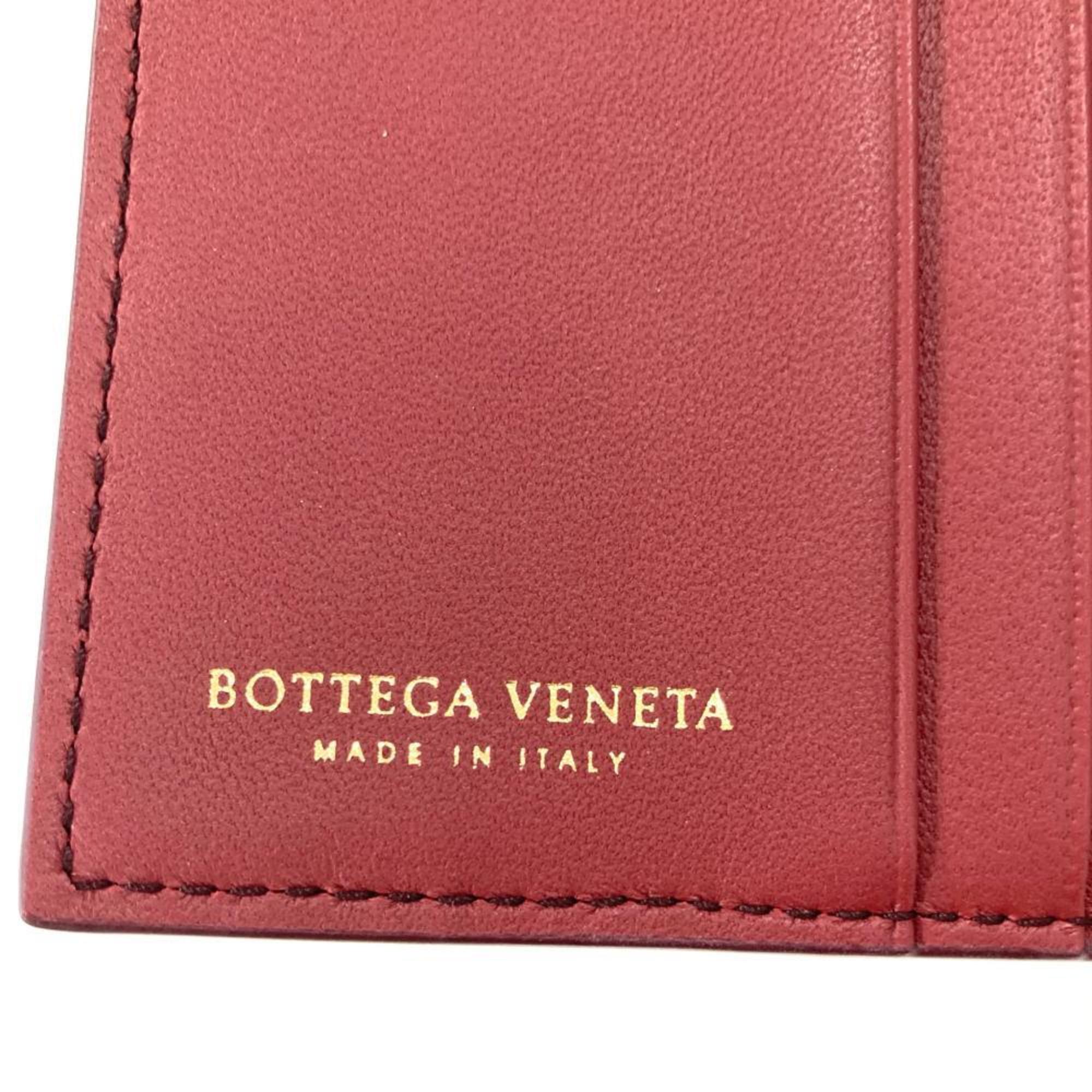 Bottega Veneta Red Color Intrecciato Wallet (Bi-Fold) (Pre-Owned)