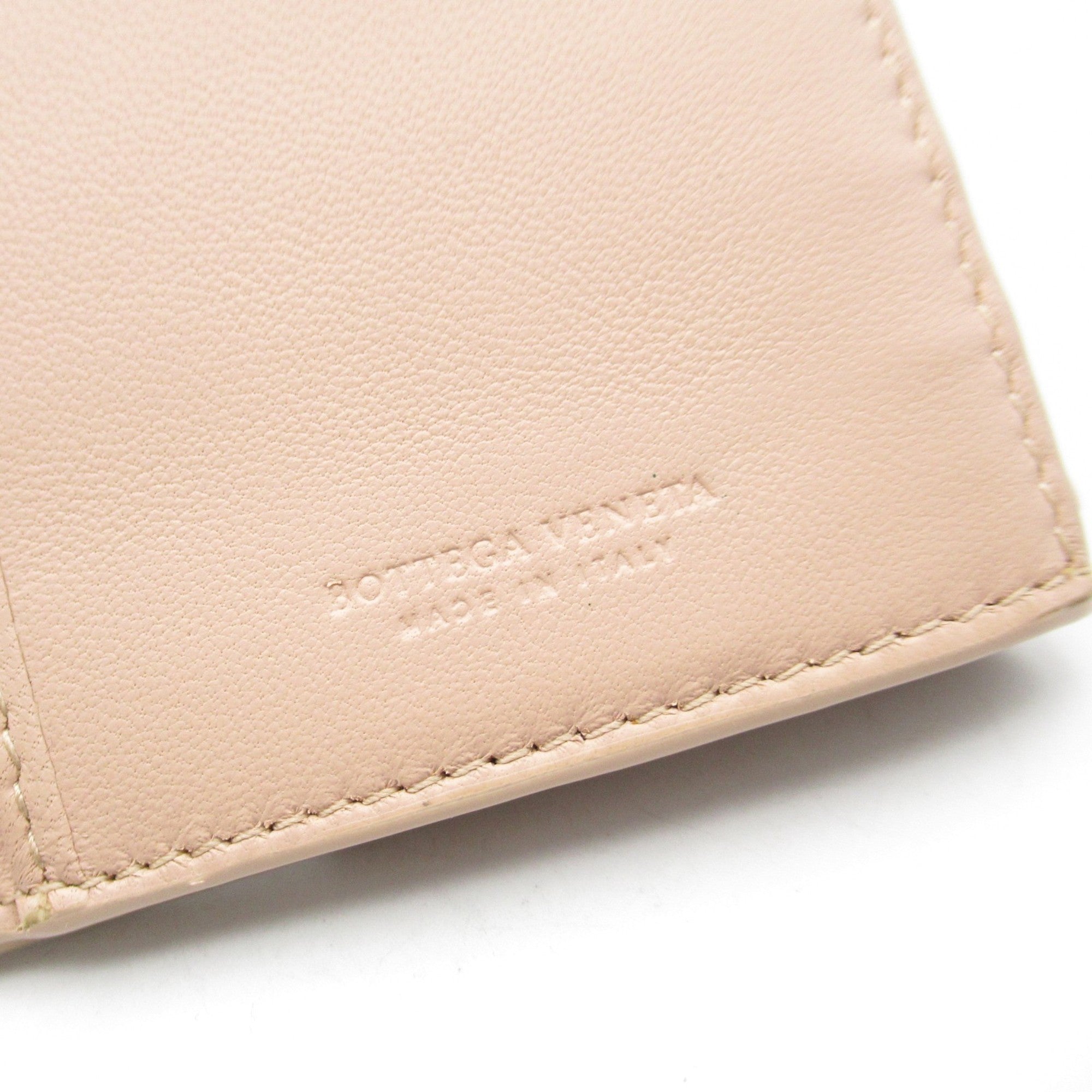 Bottega Veneta Pink Beige Leather Long Wallet (Bi-Fold) (Pre-Owned)