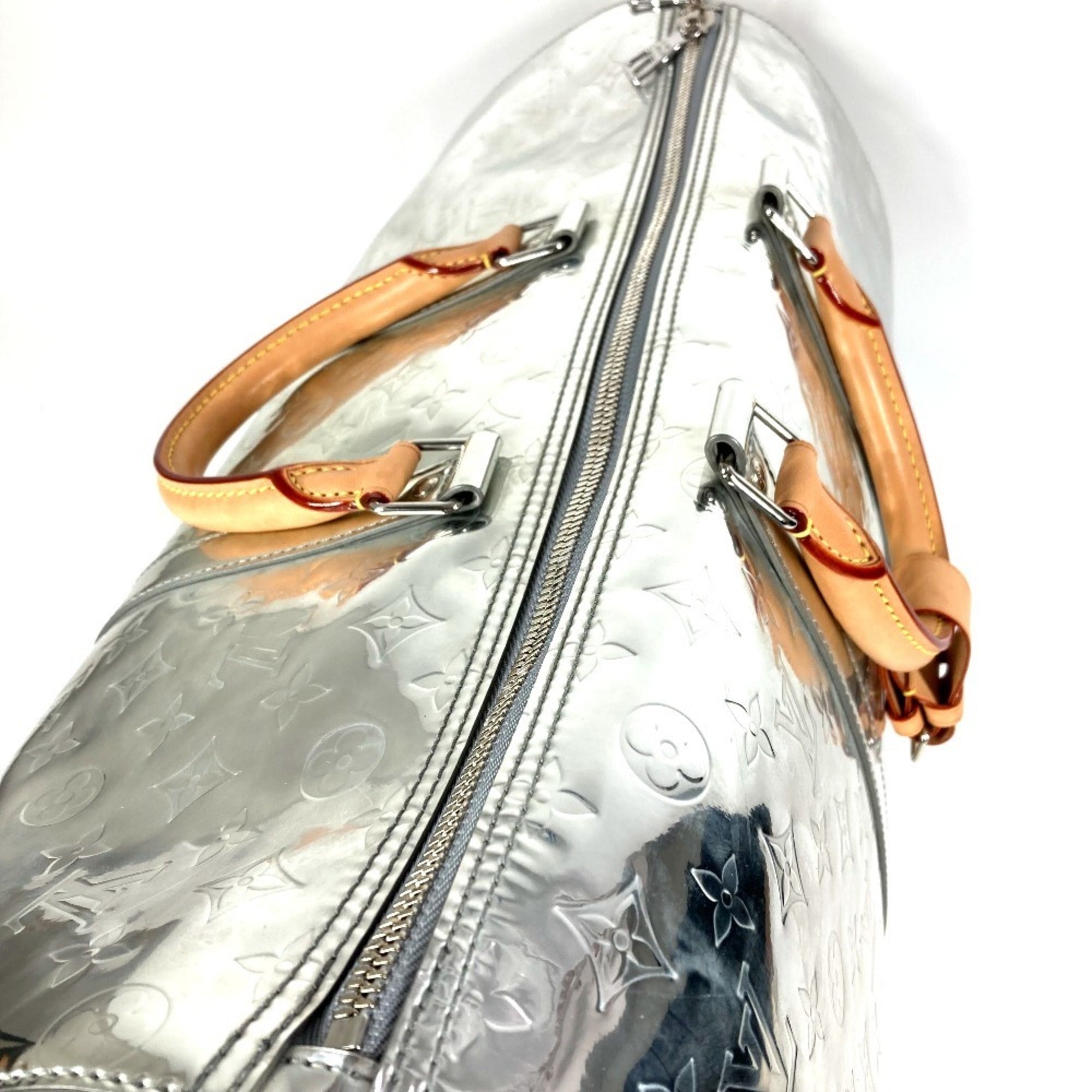 Louis Vuitton Silver Leather Boston Bag Handbag (Pre-Owned)