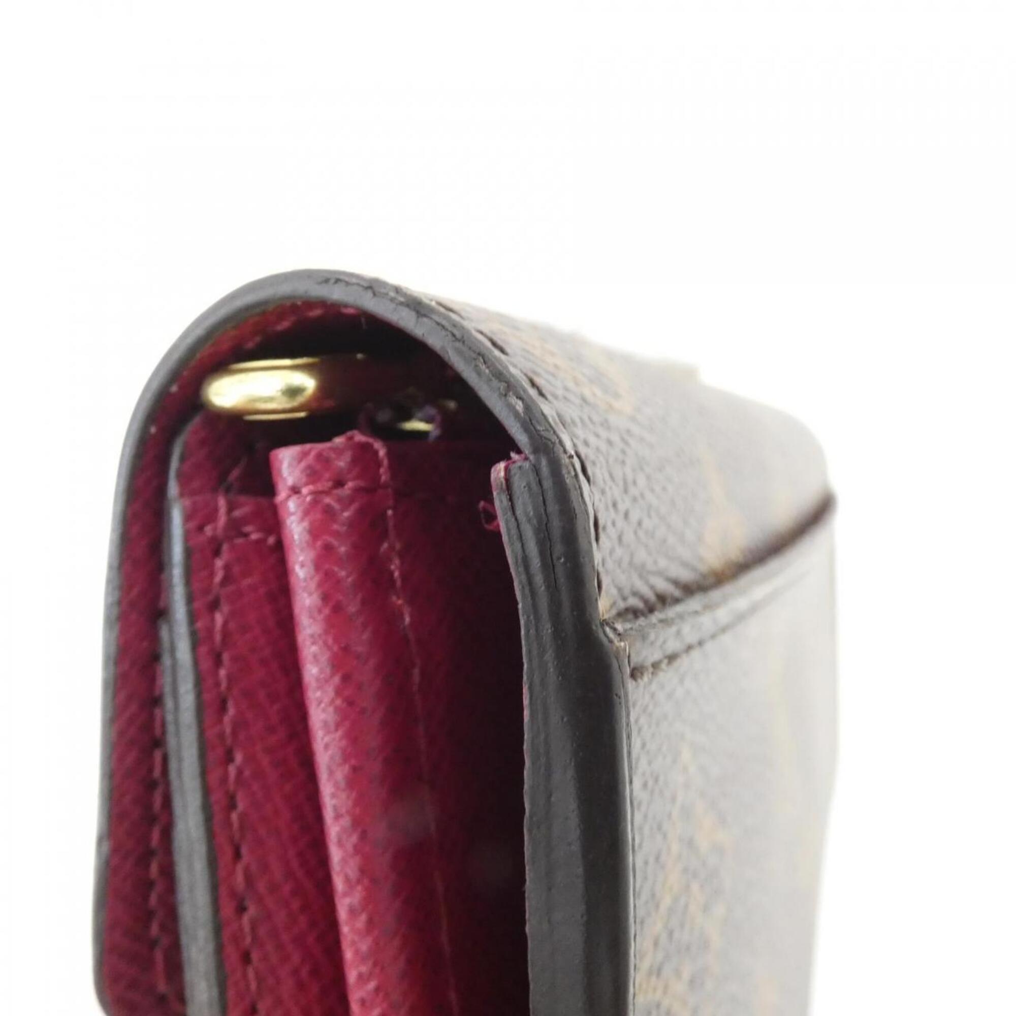 Louis Vuitton Fuchsia Marron Coated Canvas Long Wallet (Bi-Fold) (Pre-Owned)
