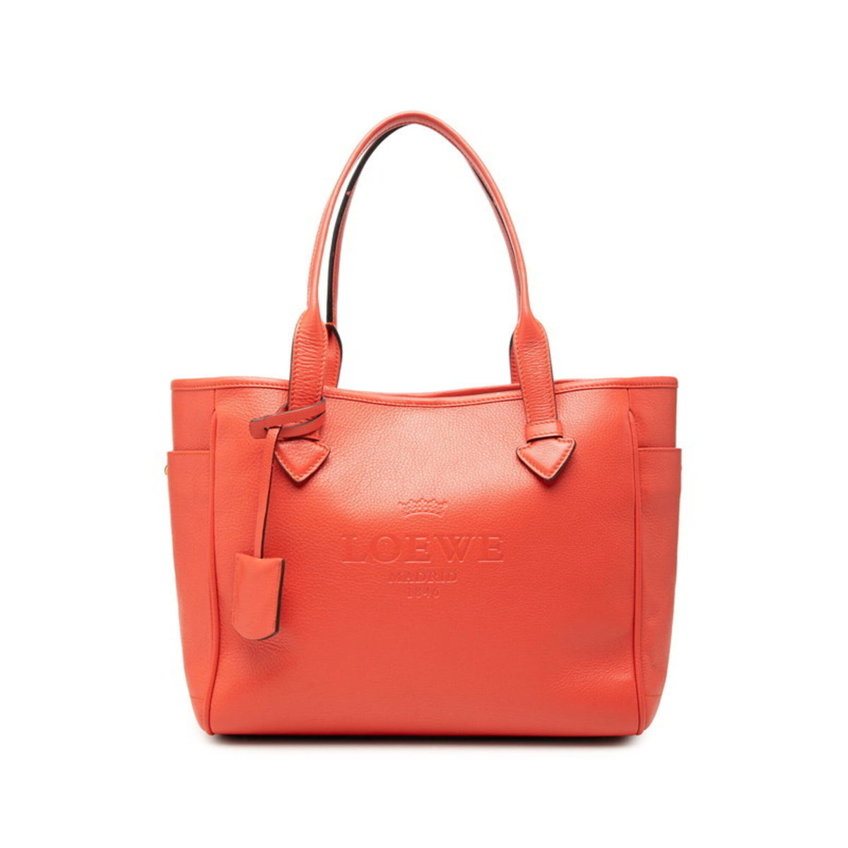 Loewe Red Color Leather Shoulder Bag Tote Bag (Pre-Owned)