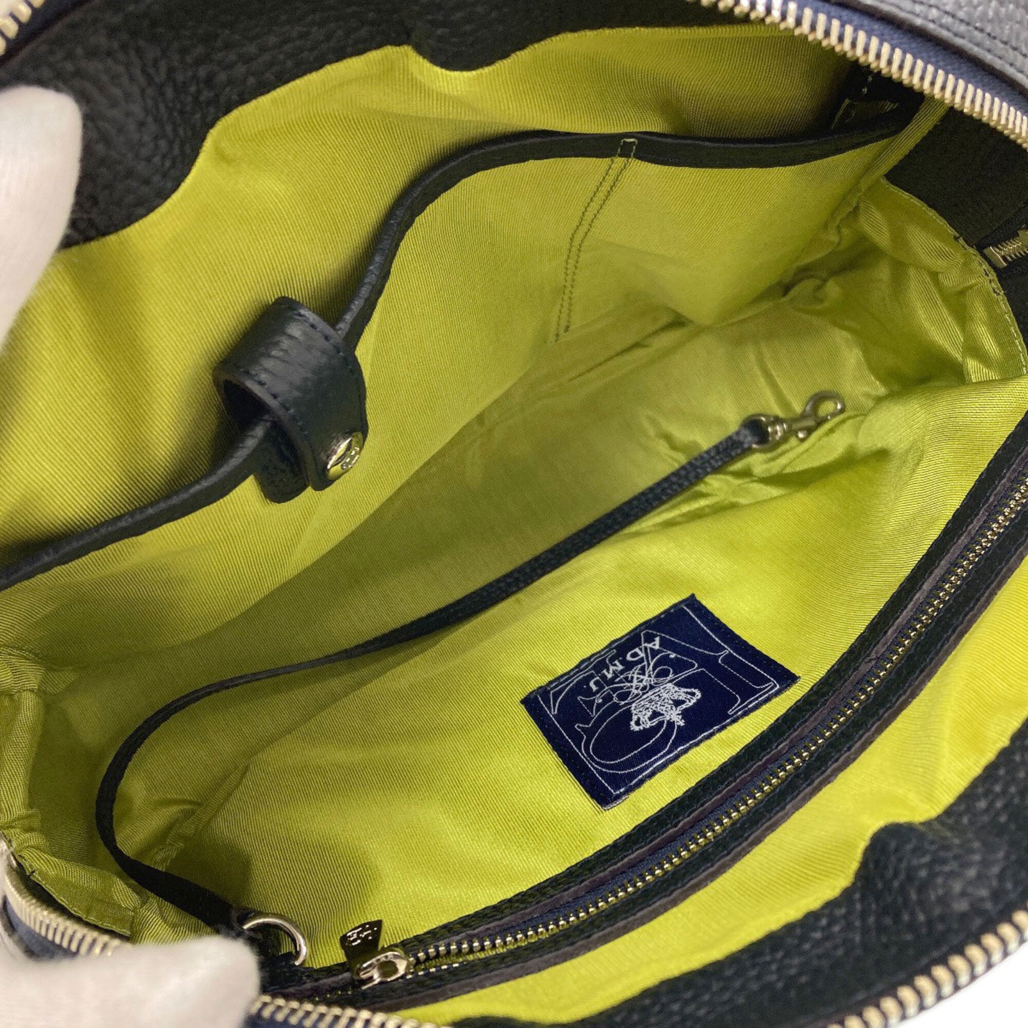 A.D.M.J Navy Leather Handbag (Pre-Owned)