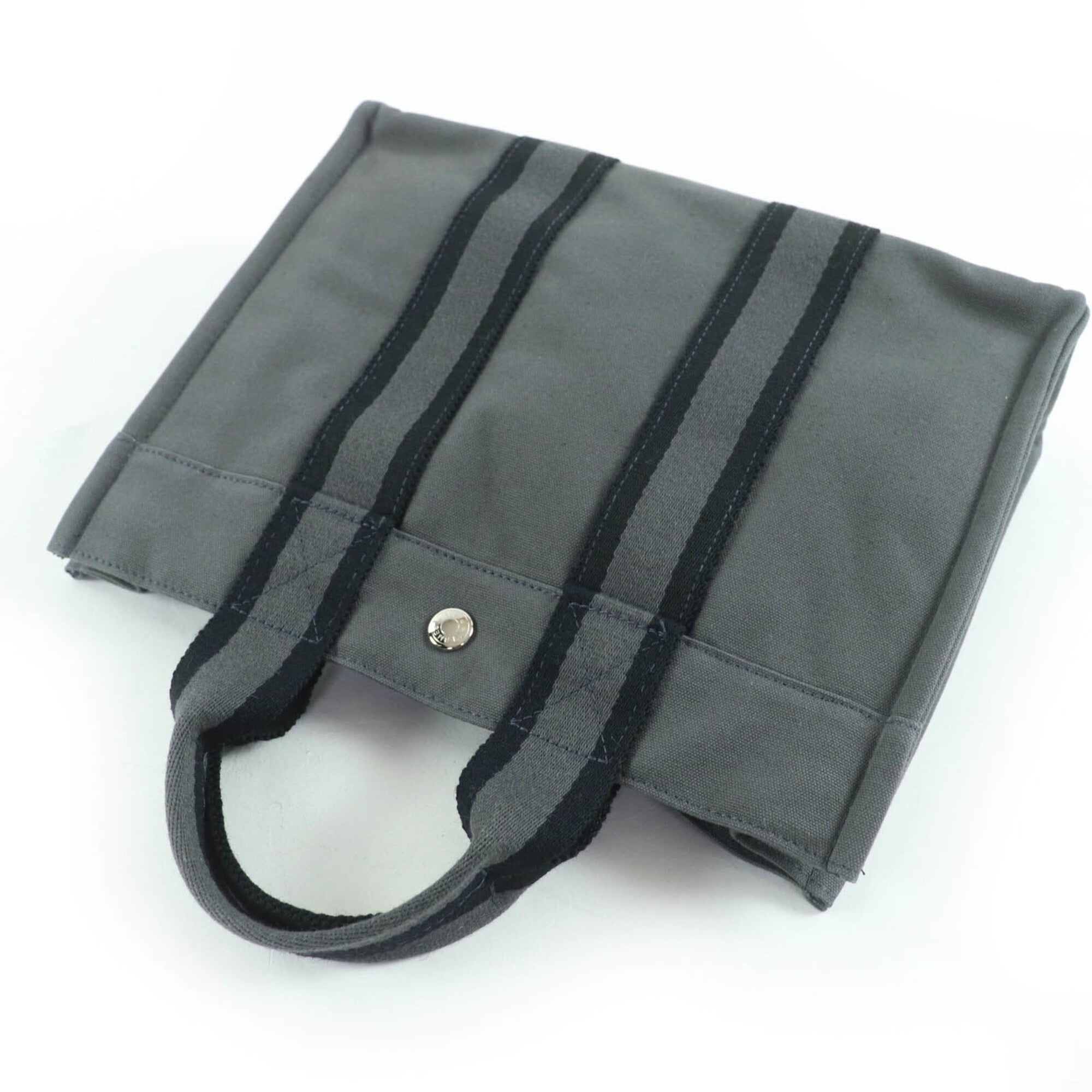 Hermes Fourre Tout Gray Cotton Handbag Tote Bag (Pre-Owned)
