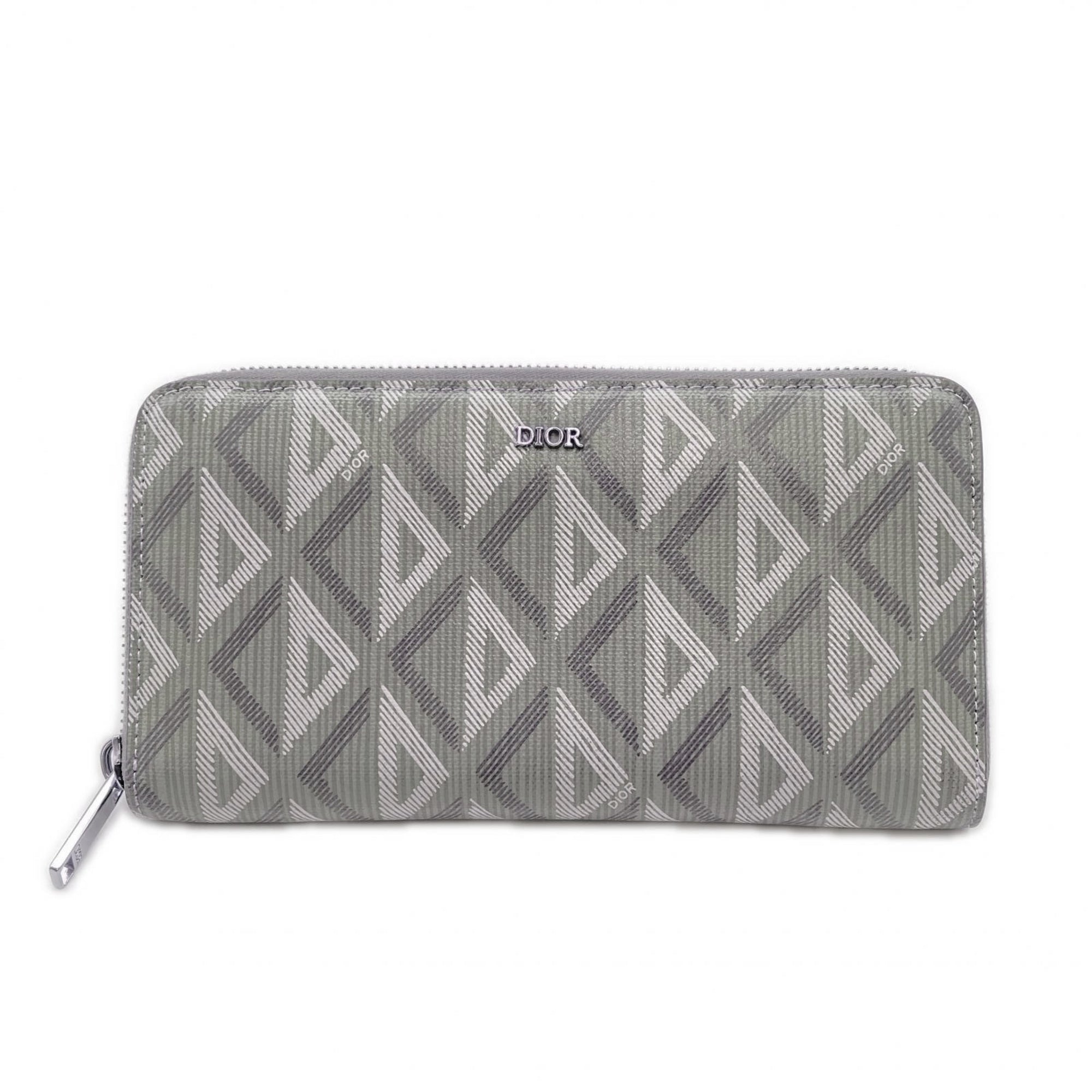 Christian Dior Gray Coated Canvas Leather Long Wallet (Bi-Fold) (Pre-Owned)