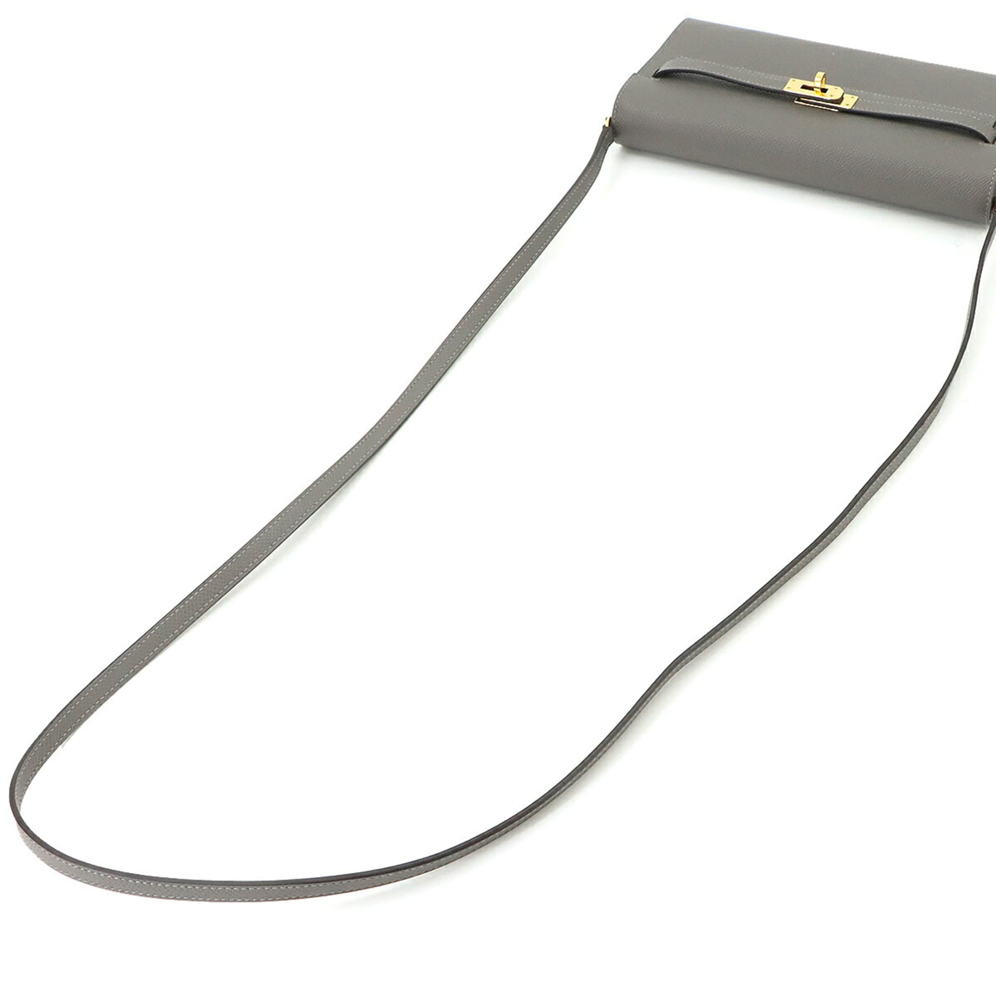 Hermes Gray Epsom Leather Chain/Shoulder Wallet (Pre-Owned)