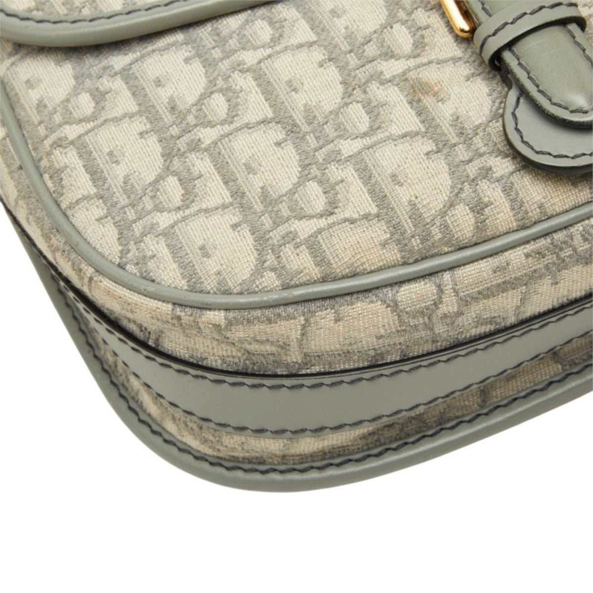 Christian Dior Gold Gray Canvas Leather Shoulder Bag (Pre-Owned)