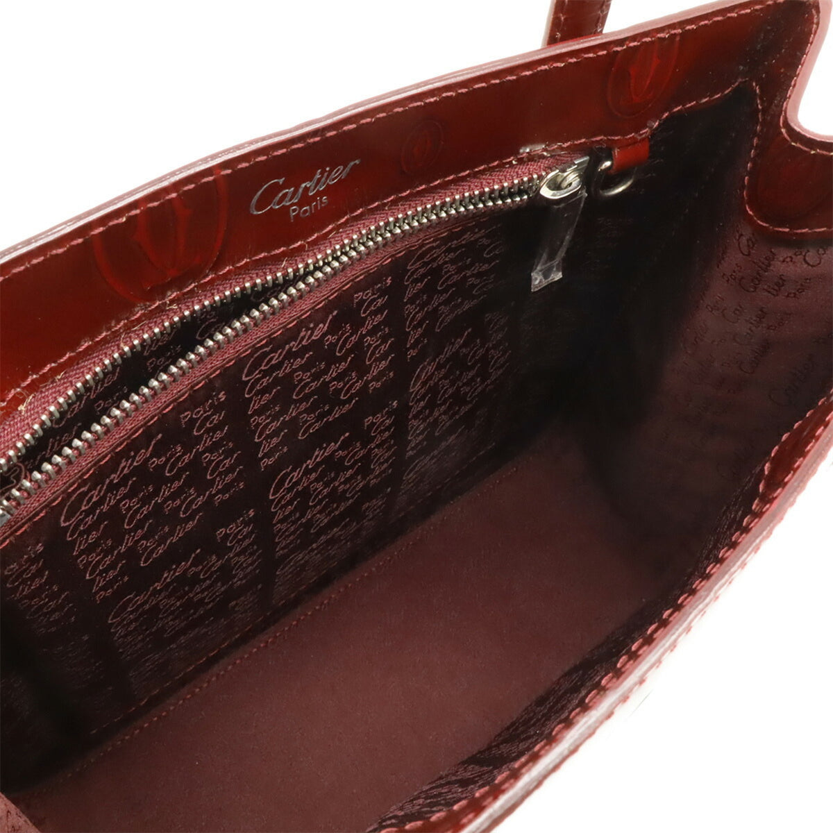 Cartier Happy Birthday Bordeaux Leather Handbag Tote Bag (Pre-Owned)