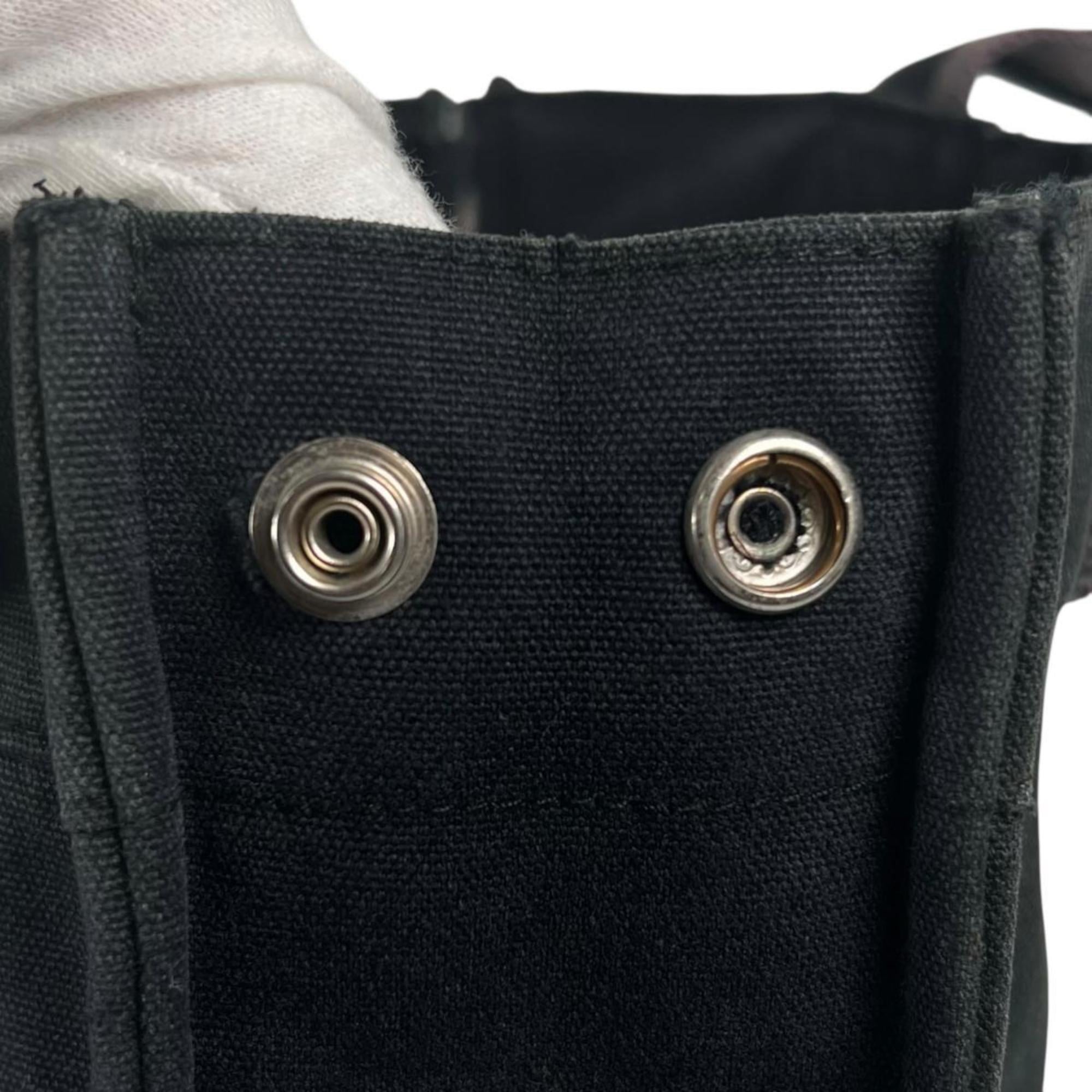Hermes Black Canvas Handbag Tote Bag (Pre-Owned)