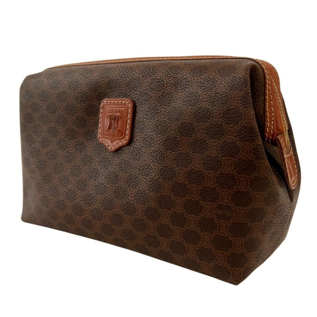 Celine Brown Coated Canvas Leather Pouch (Pre-Owned)