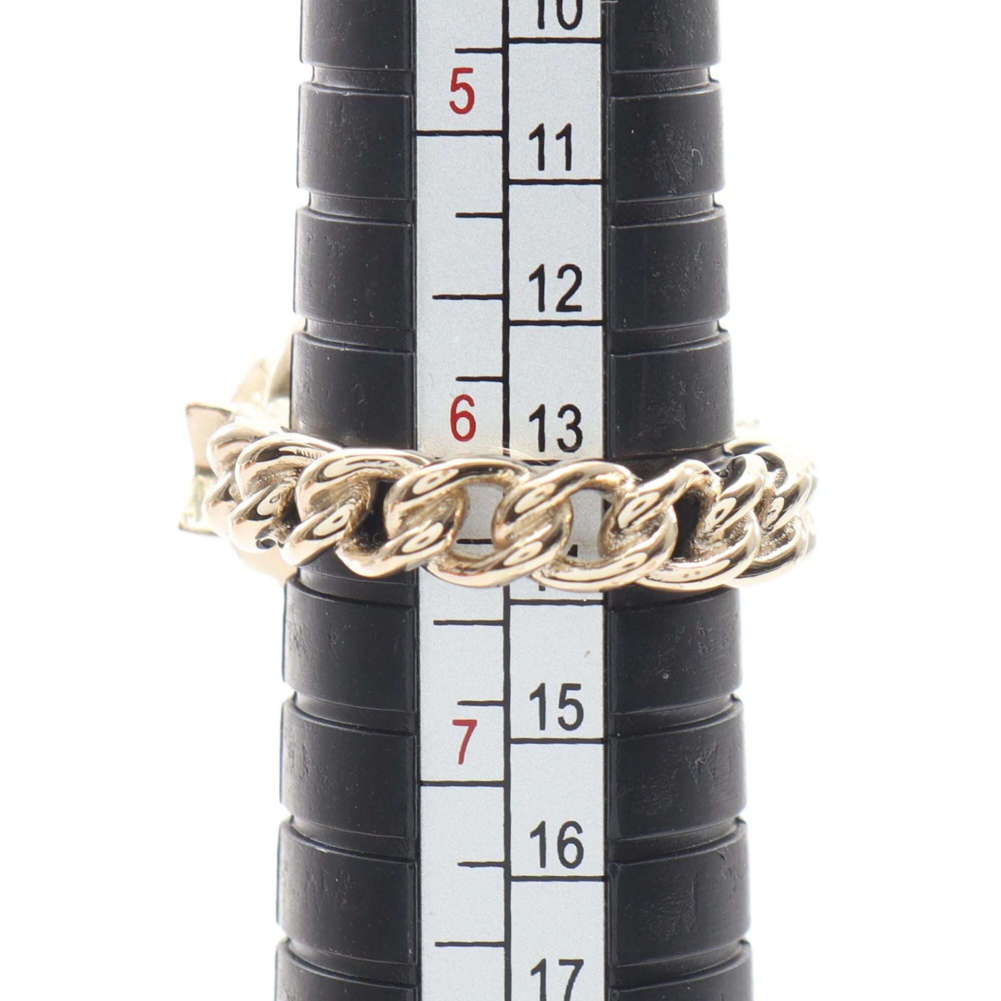 Chanel Gold Clear Gold Plating Rhinestone Band Ring (Pre-Owned)